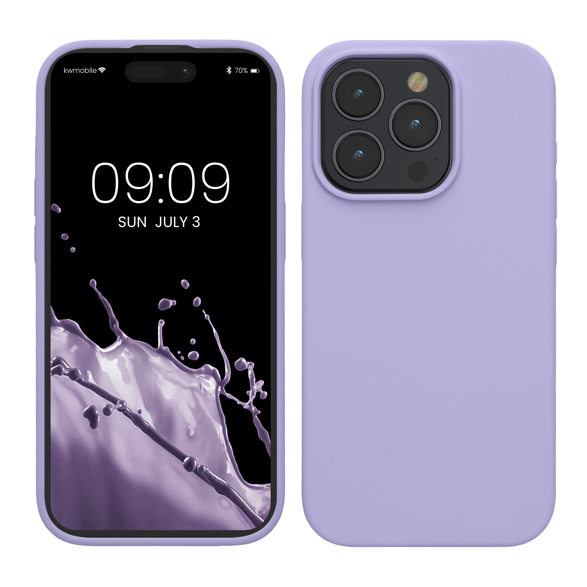 Gummierte Silikon Hülle für Apple iPhone 15 Pro in Lavendel
