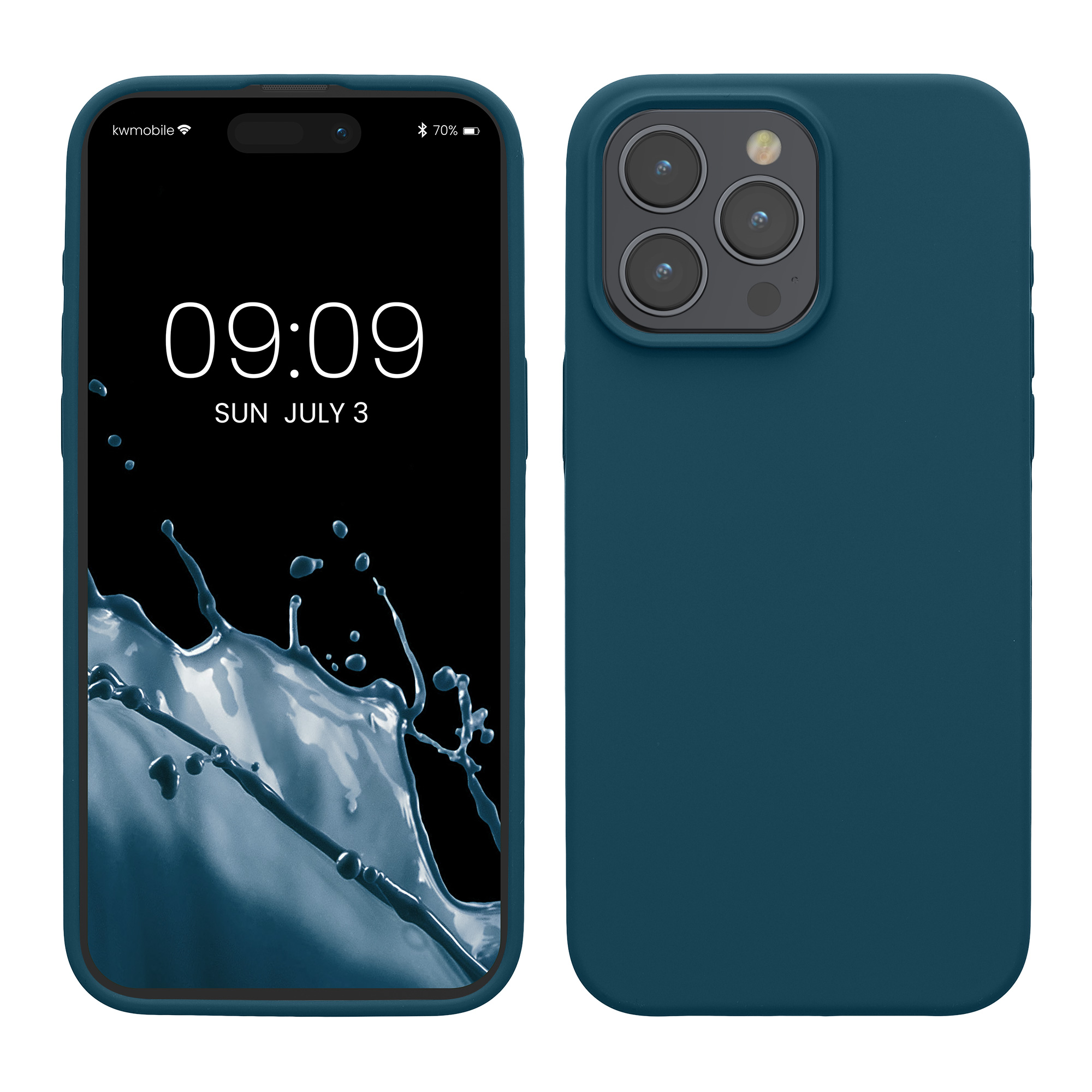 Gummierte Silikon Hülle für Apple iPhone 15 Pro Max in Petrol matt