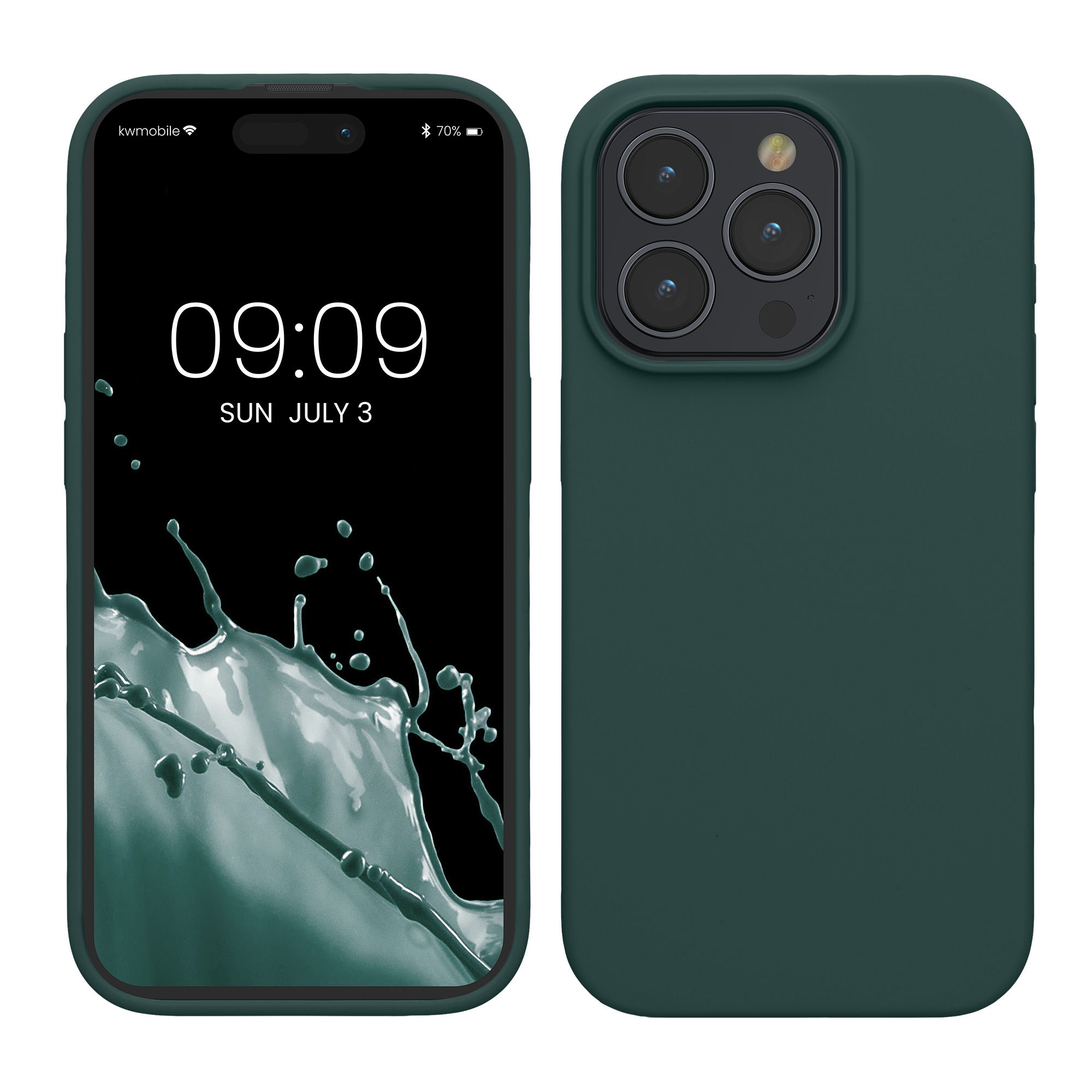 Gummierte Silikon Hülle für Apple iPhone 15 Pro in Blaugrün