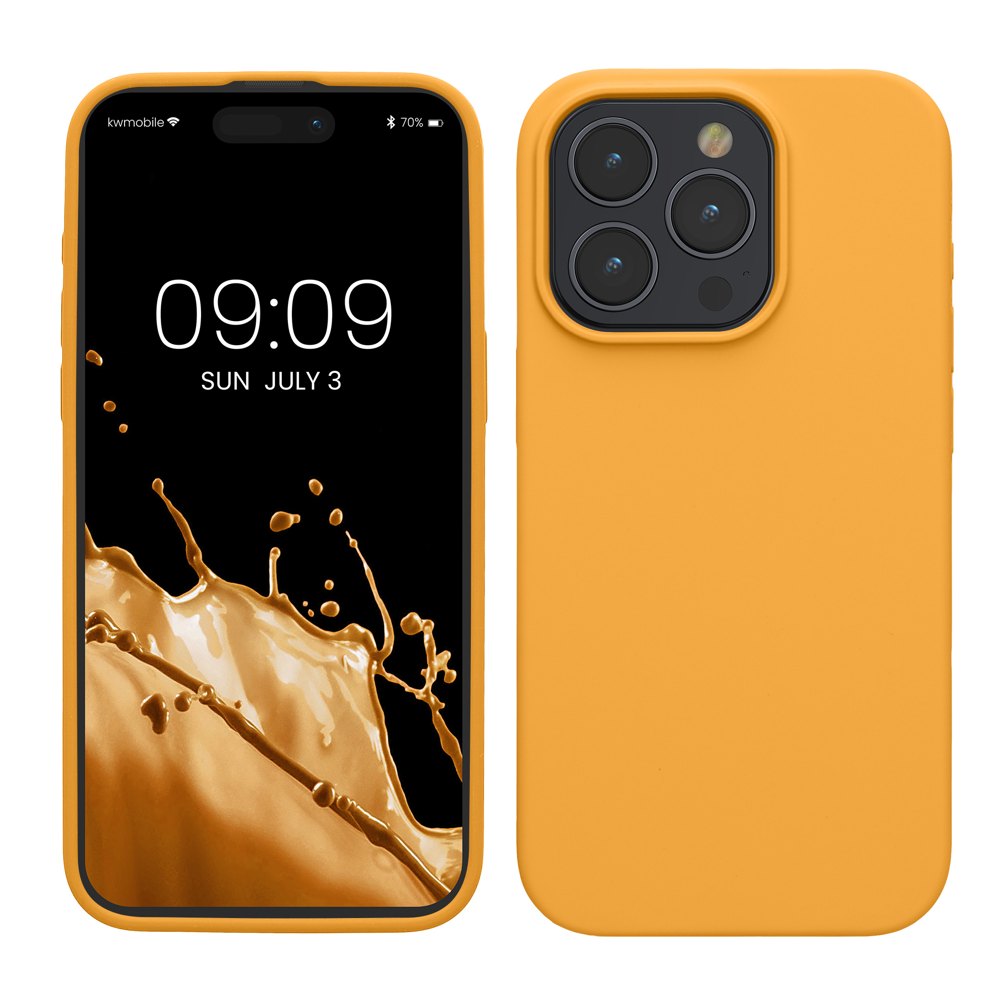 Gummierte Silikon Hülle für Apple iPhone 15 Pro Max in Mango