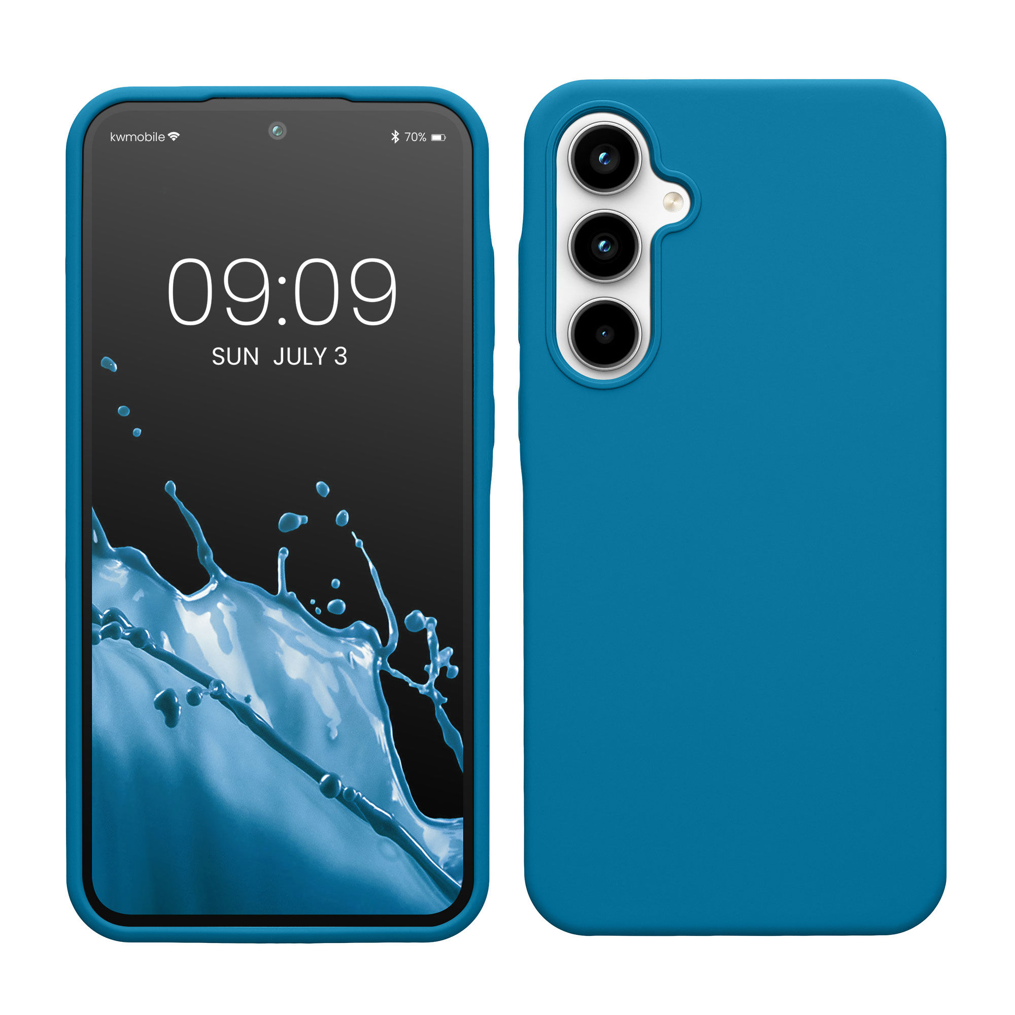 Gummierte Silikon Hülle für Samsung Galaxy A35 in Karibikblau