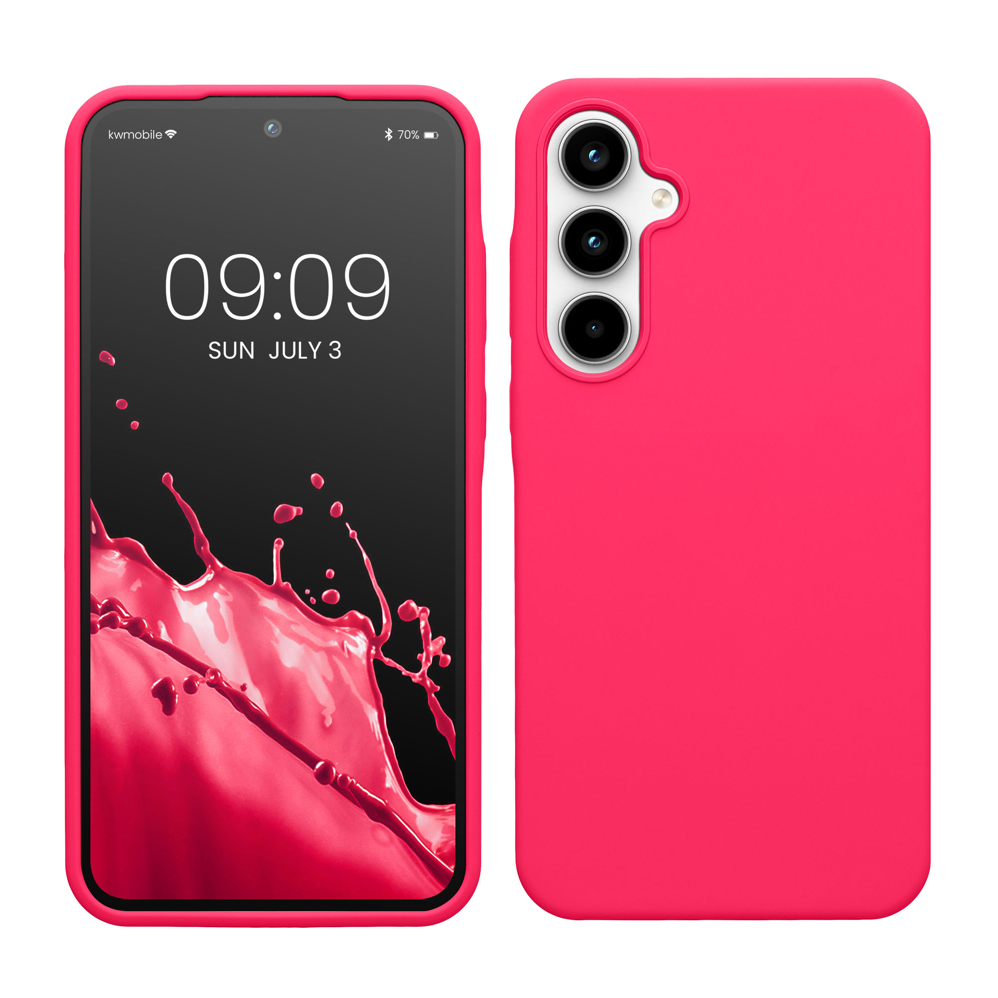 Gummierte Silikon Hülle für Samsung Galaxy A35 in Neon Pink