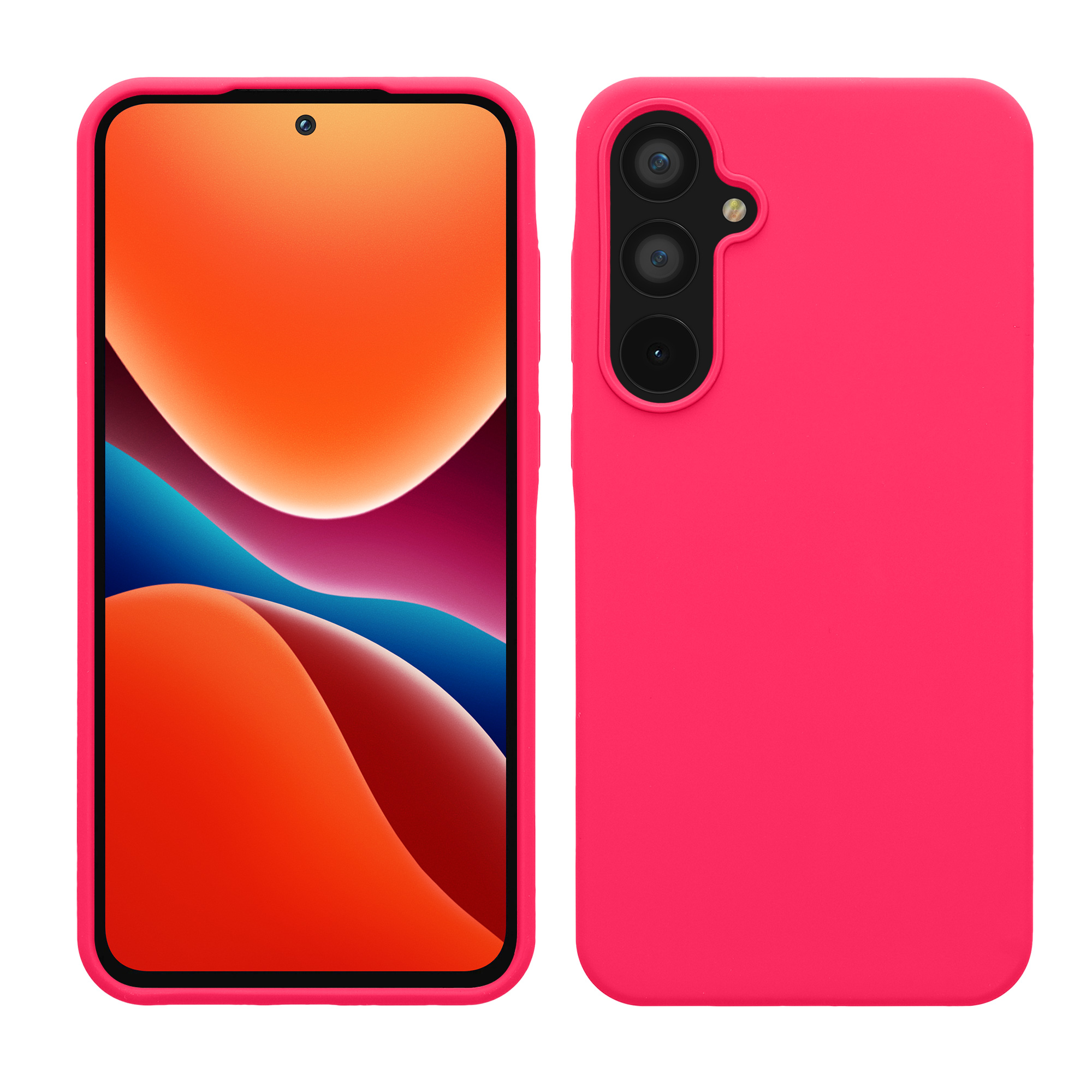 Gummierte Silikon Hülle für Samsung Galaxy A55 5G in Neon Pink