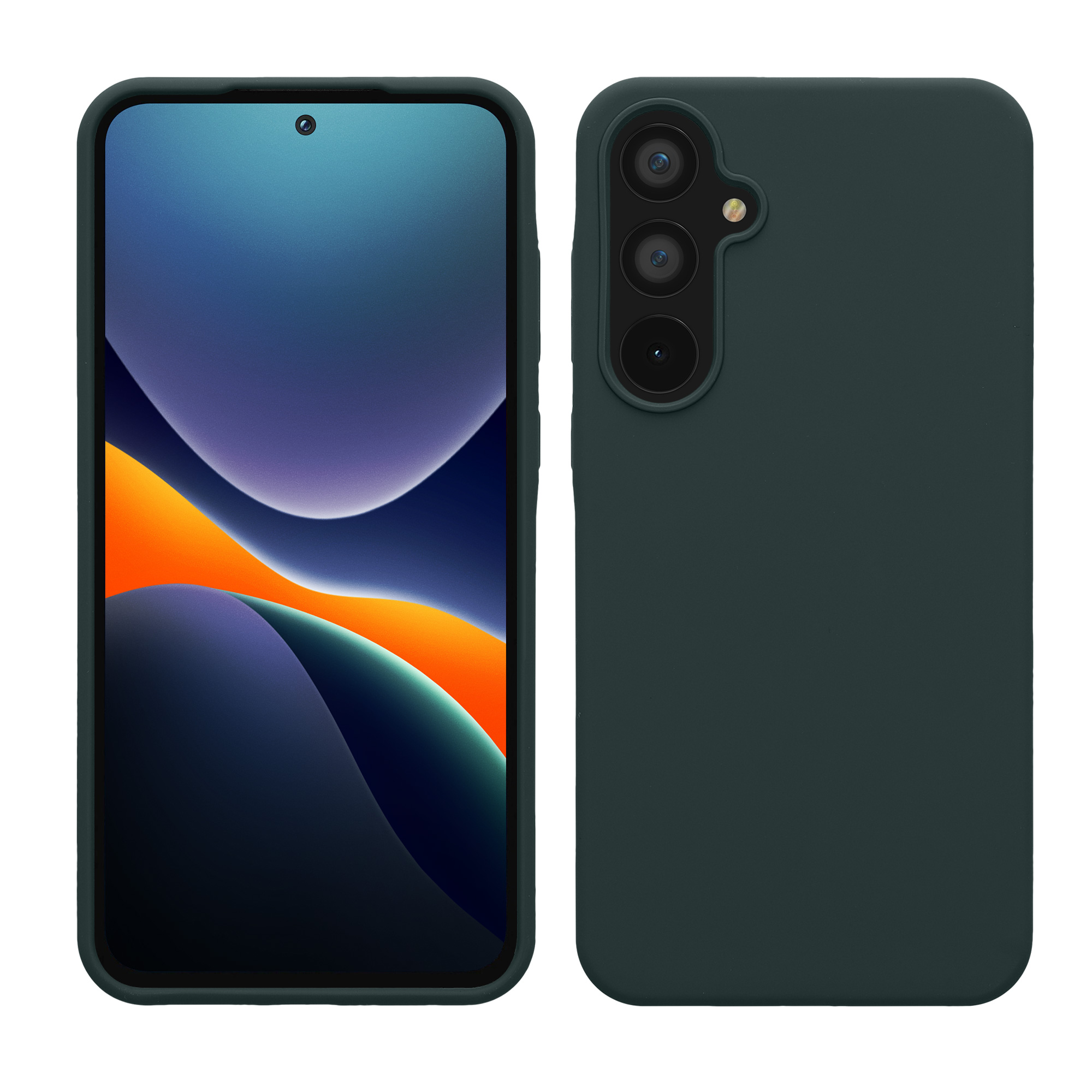 Gummierte Silikon Hülle für Samsung Galaxy A55 5G in Moosgrün