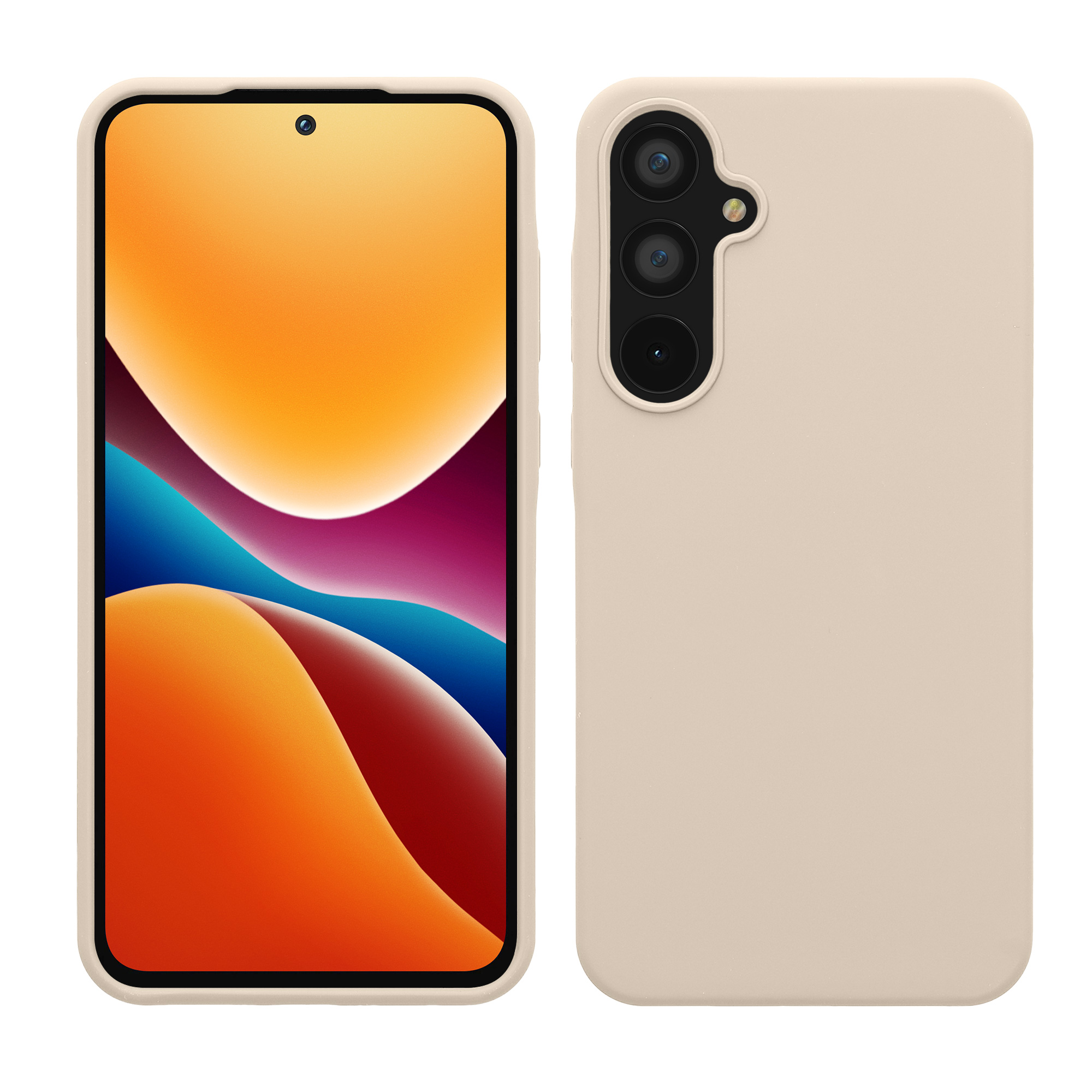 Gummierte Silikon Hülle für Samsung Galaxy A55 5G in Creme matt