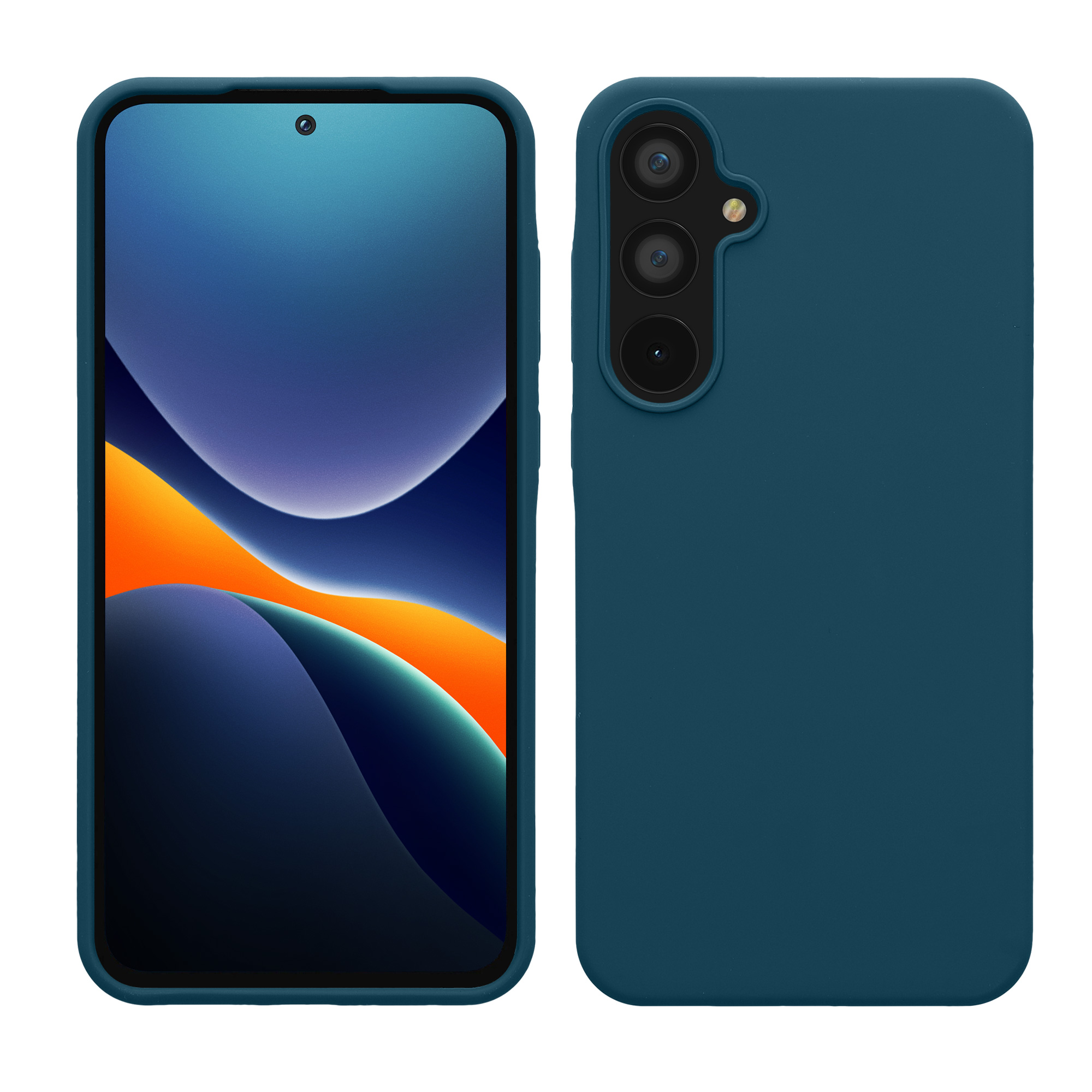 Gummierte Silikon Hülle für Samsung Galaxy A55 5G in Petrol matt