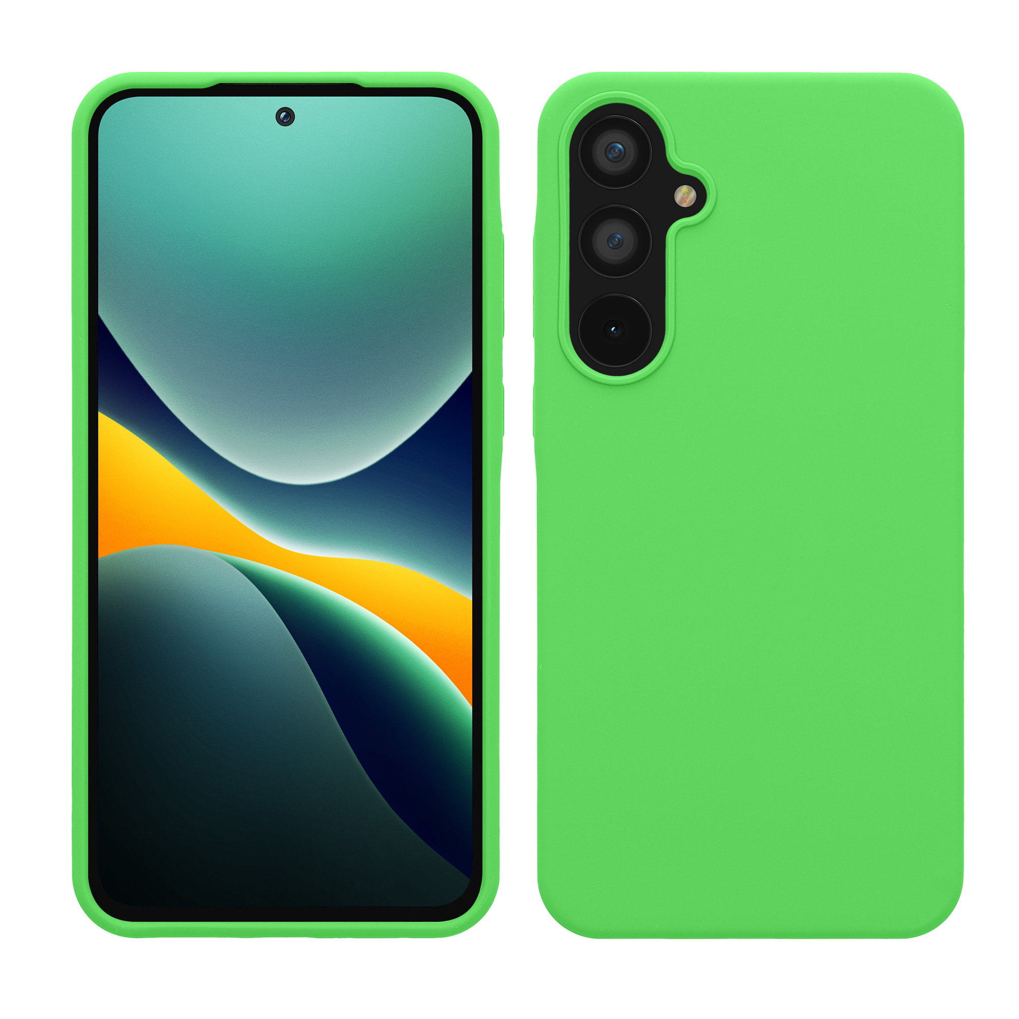 Gummierte Silikon Hülle für Samsung Galaxy A55 5G in Limettengrün