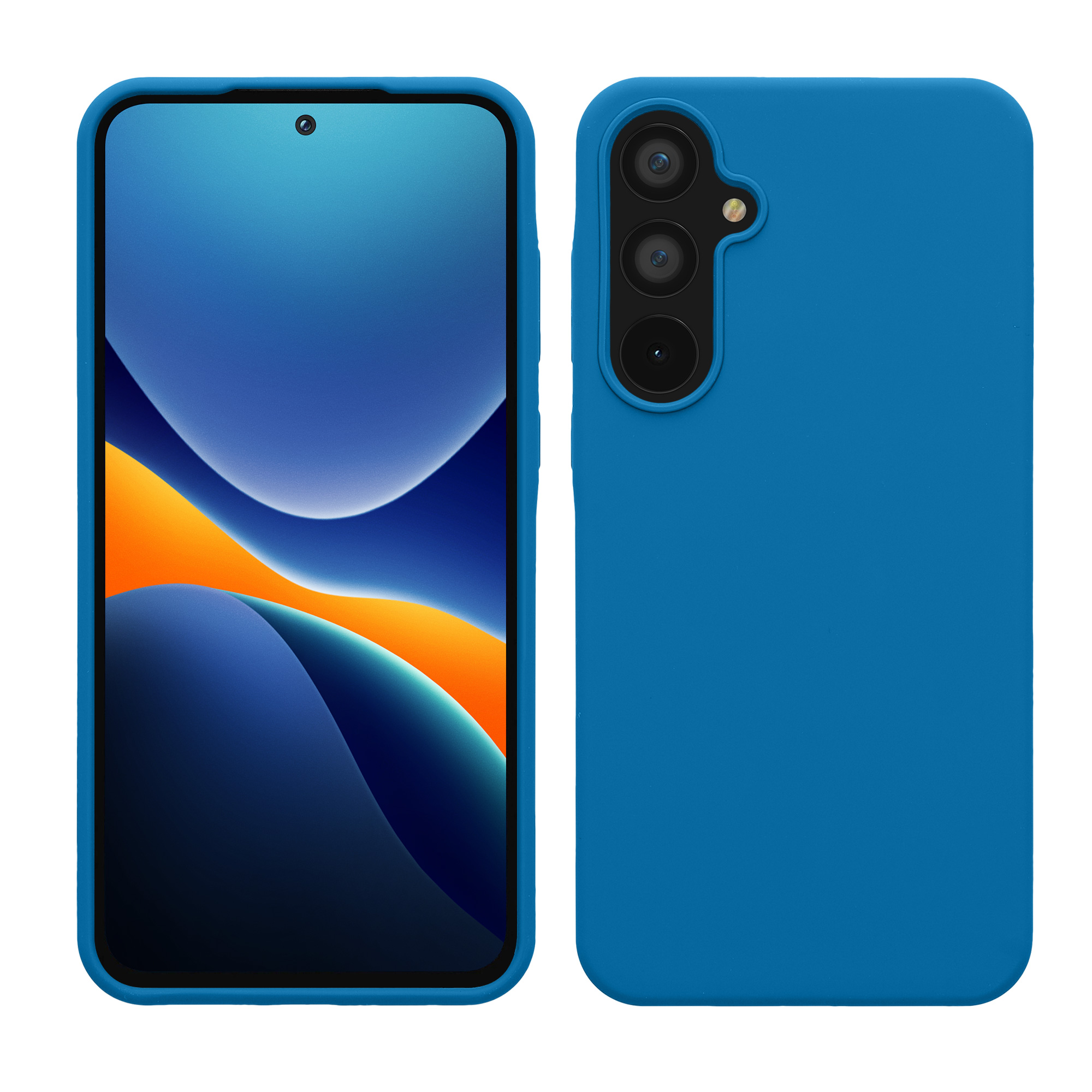 Gummierte Silikon Hülle für Samsung Galaxy A55 5G in Karibikblau