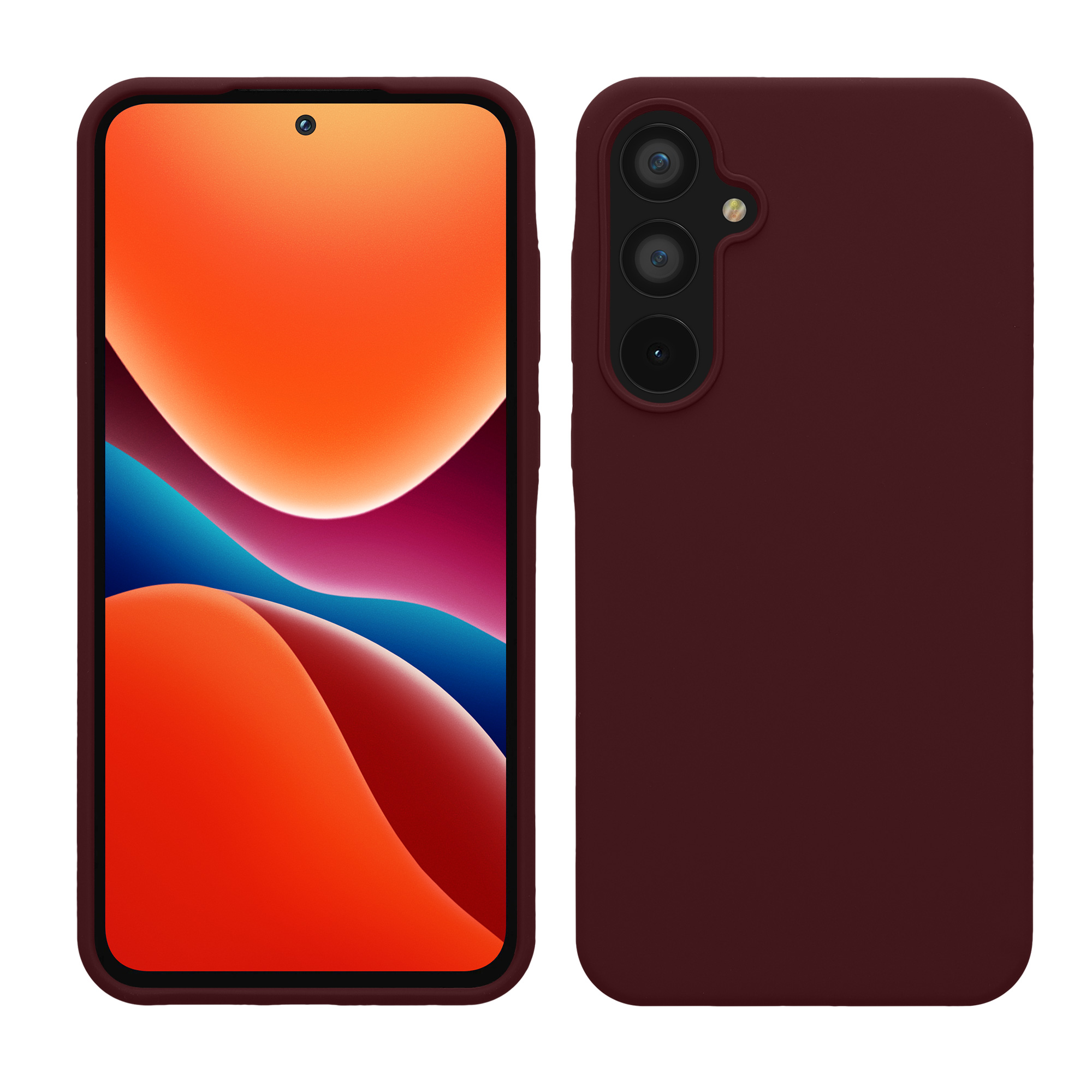 Gummierte Silikon Hülle für Samsung Galaxy A55 5G in Bordeaux Violett