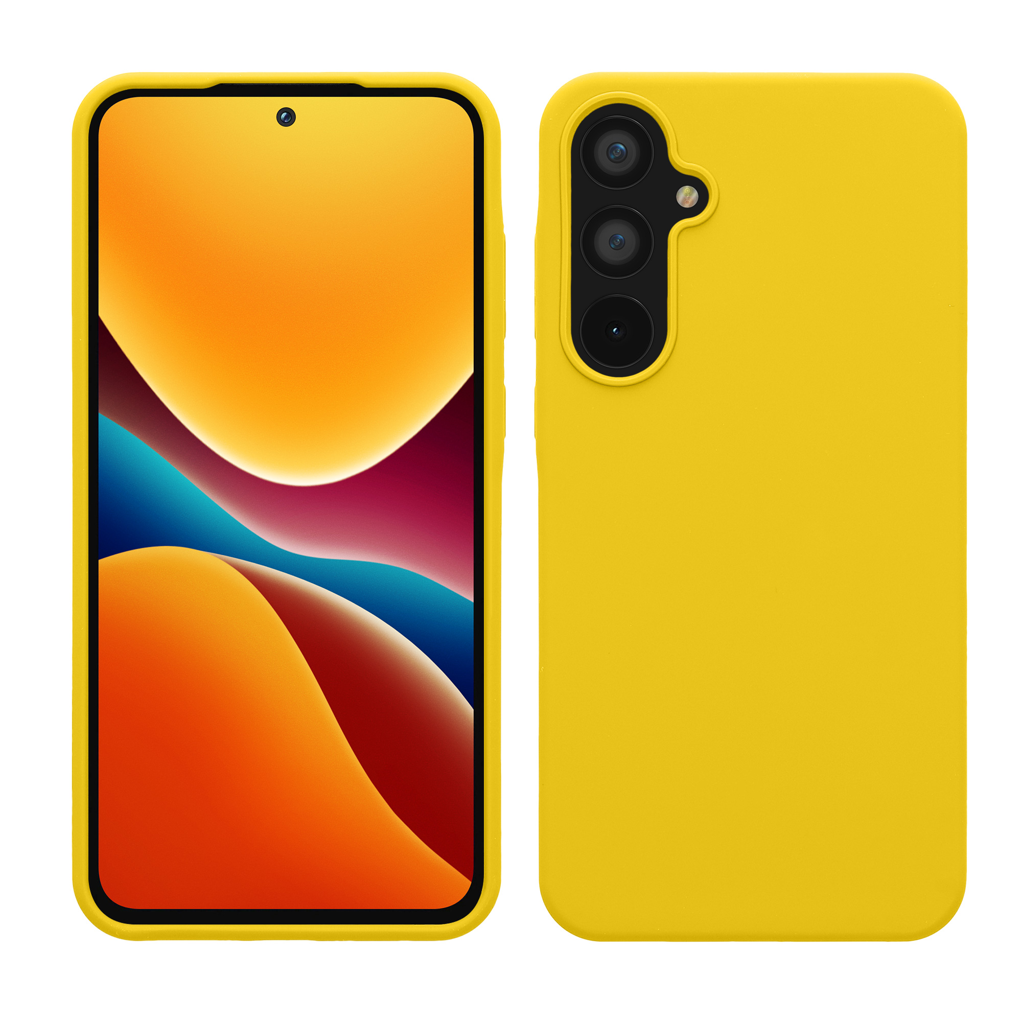 Gummierte Silikon Hülle für Samsung Galaxy A55 5G in Strahlend Gelb