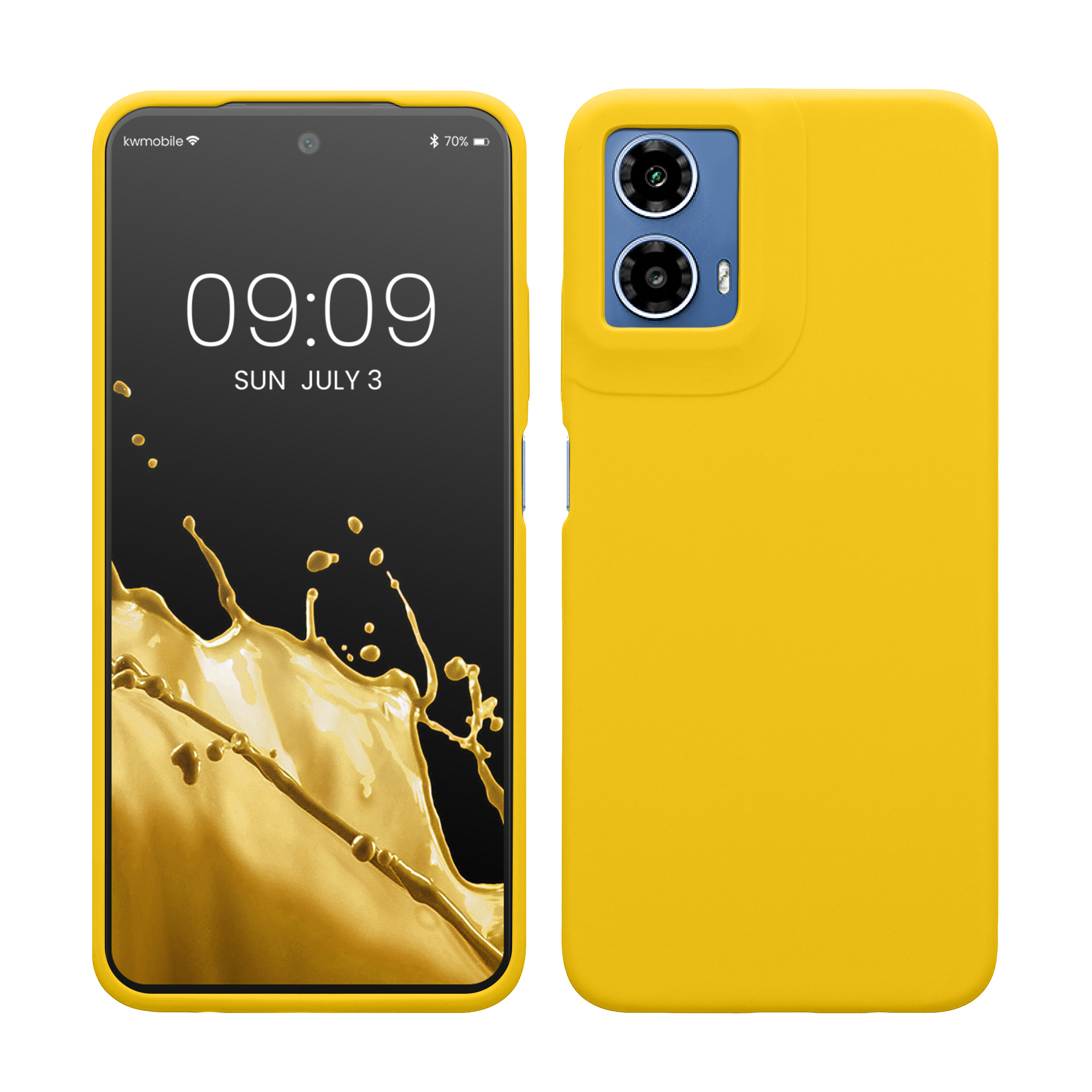 Gummierte Silikon Hülle für Motorola Moto G34 5G in Strahlend Gelb