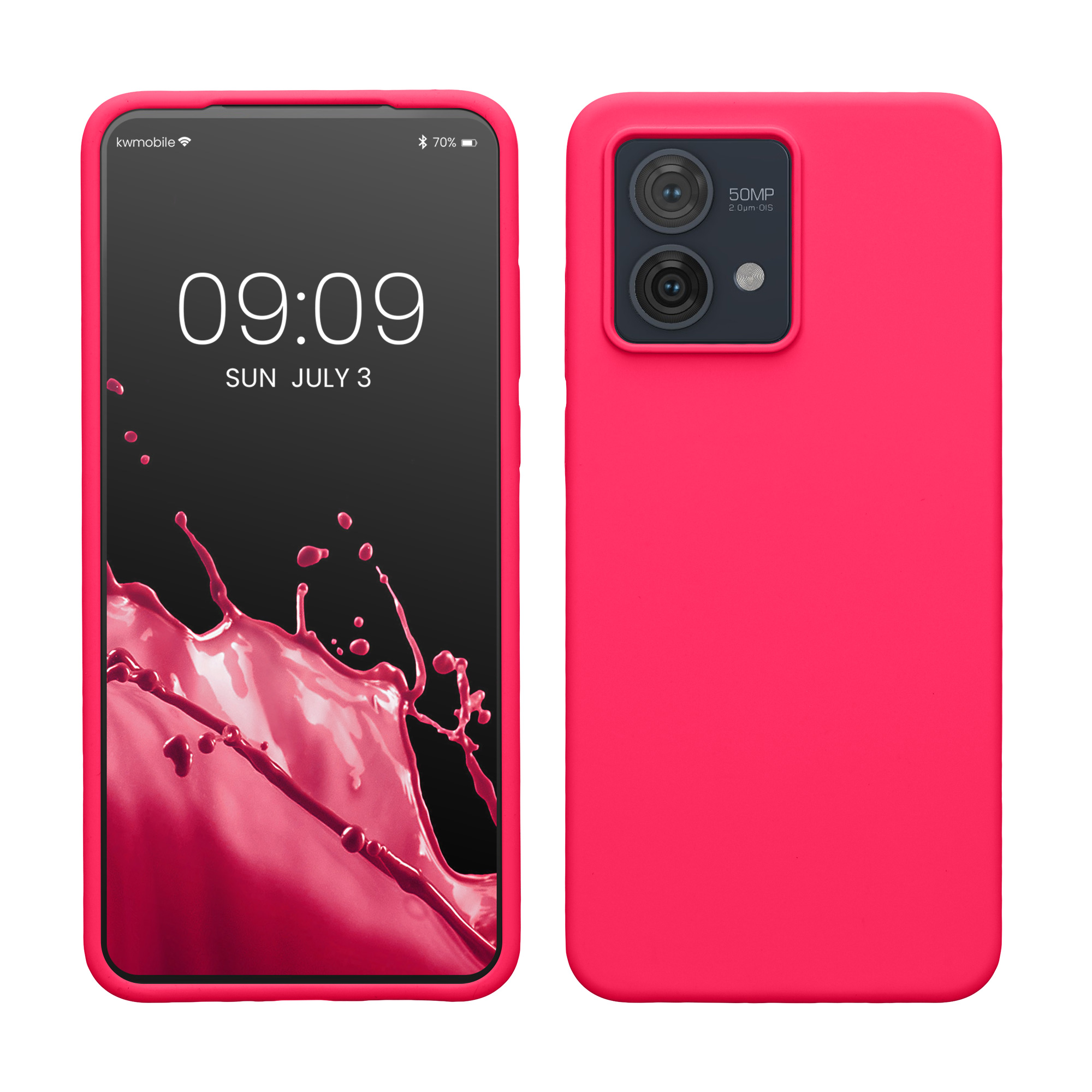 Gummierte Silikon Hülle für Motorola Moto G84 5G in Neon Pink