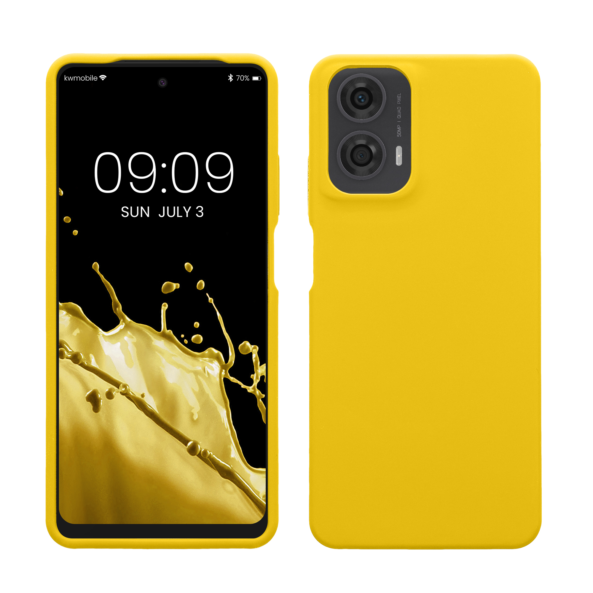 Gummierte Silikon Hülle für Motorola Moto G24 / E14 / G04 / G04s in Strahlend Gelb Gummierte Silikon Hülle für Motorola Moto G24 / E14 / G04 / G04s in Strahlend Gelb