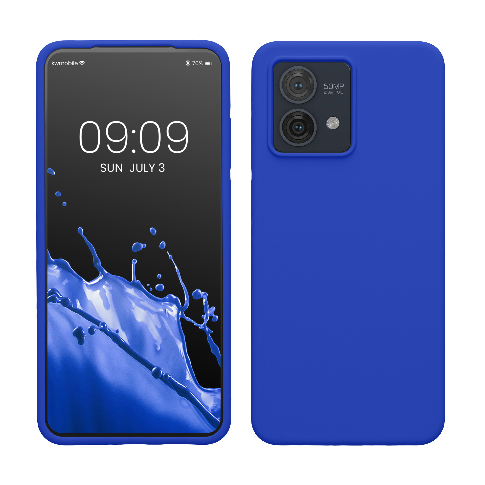 Gummierte Silikon Hülle für Motorola Moto G84 5G in Baltik Blau