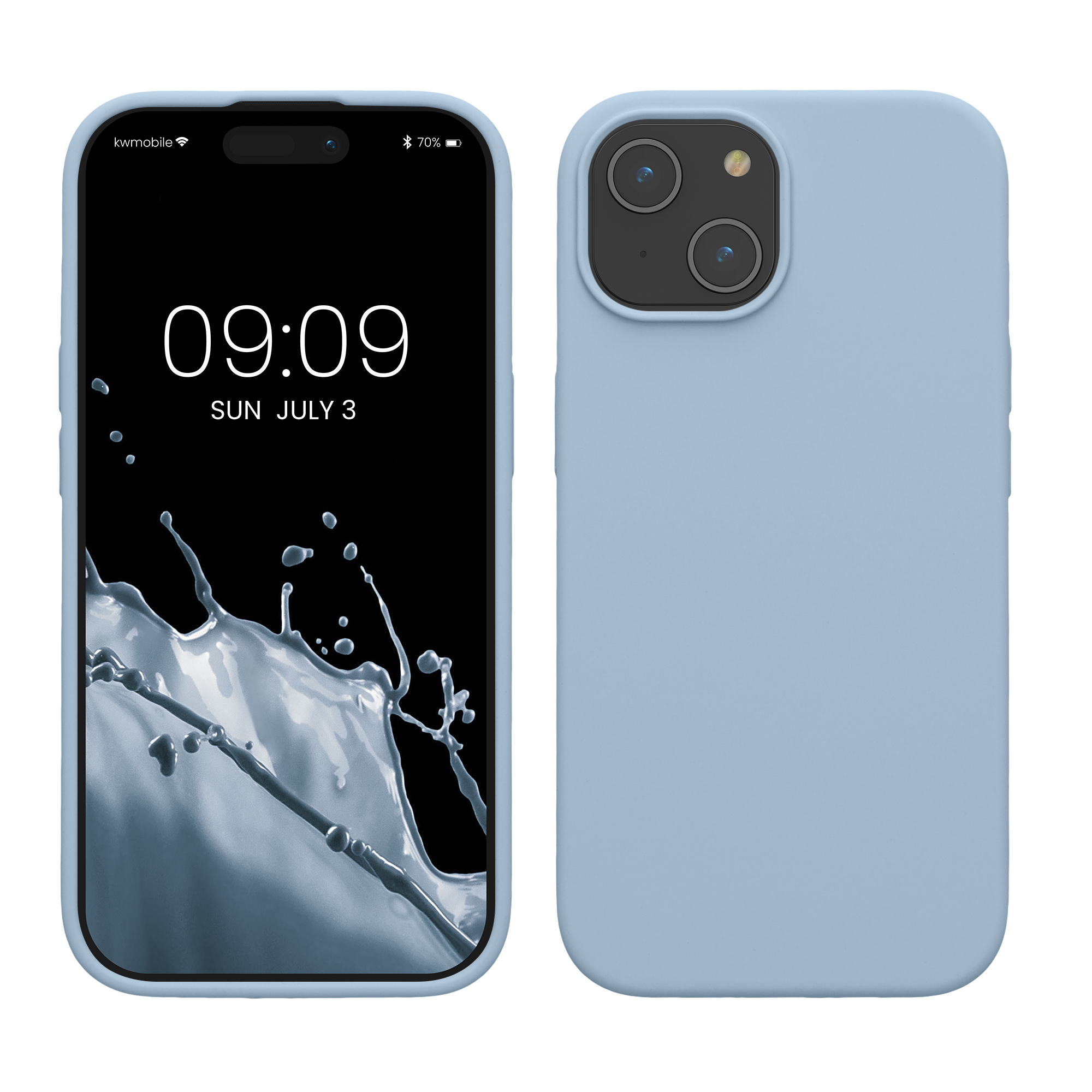 Gummierte Silikon Hülle für Apple iPhone 15 in Hellblau matt