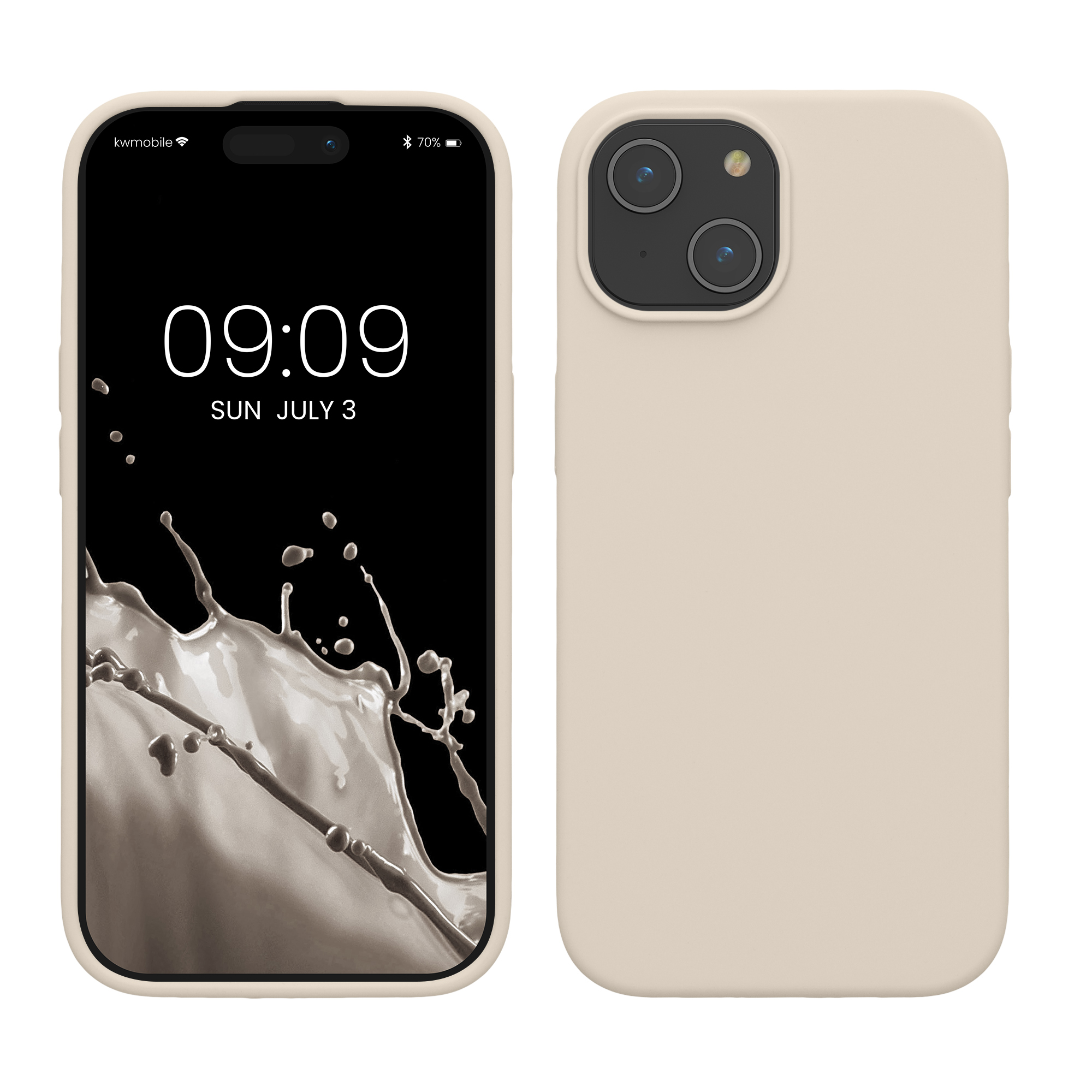 Gummierte Silikon Hülle für Apple iPhone 15 in Creme
