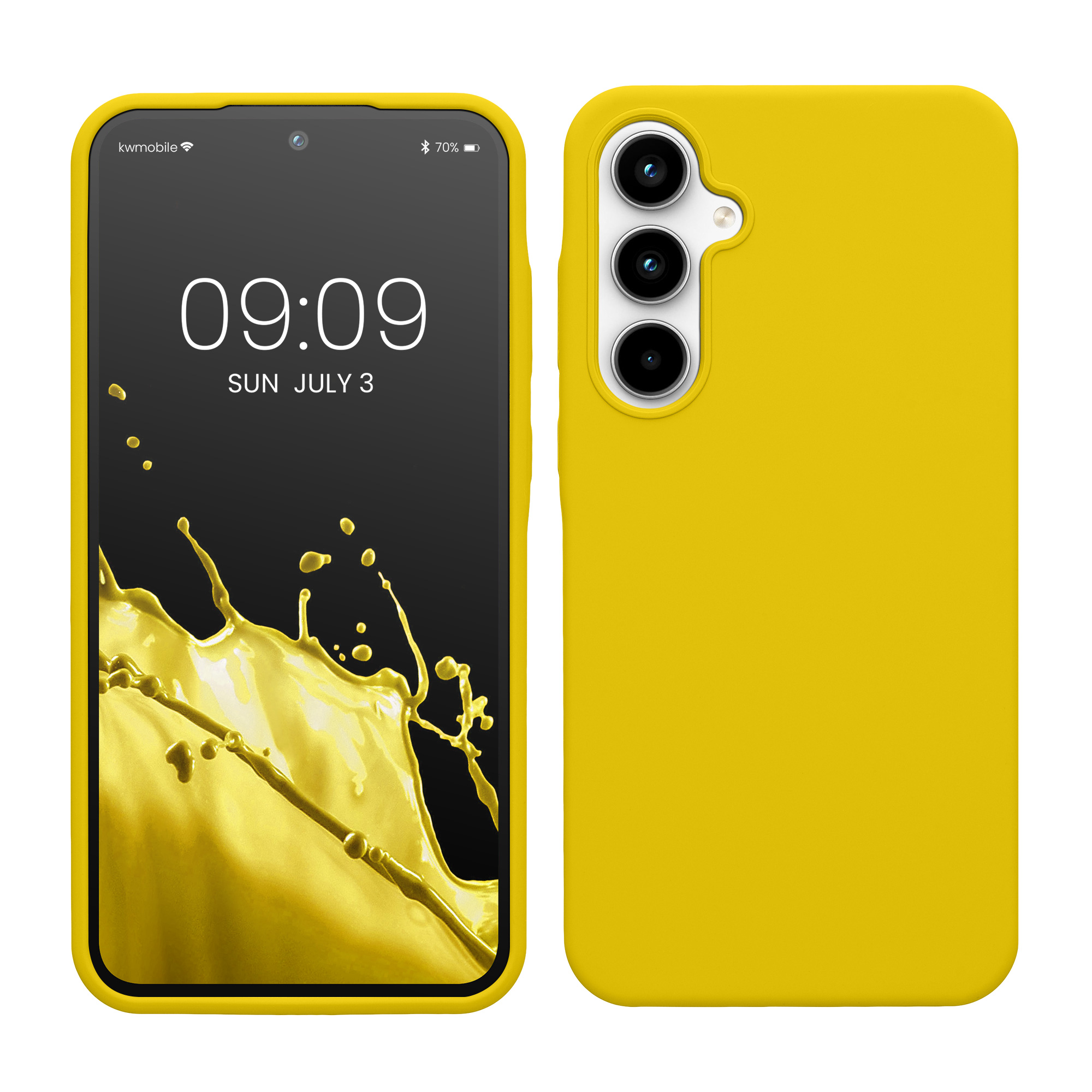 Gummierte Silikon Hülle für Samsung Galaxy A35 in Strahlend Gelb