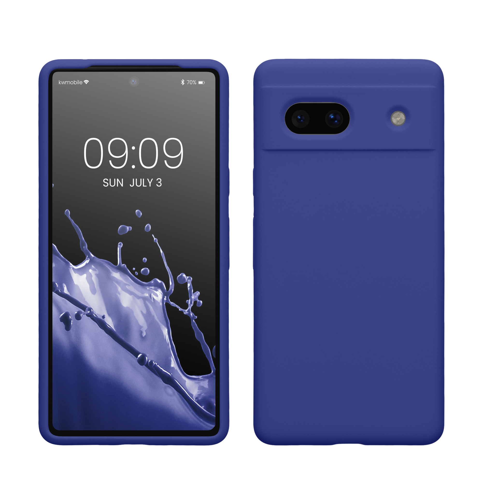 Gummierte Silikon Hülle für Google Pixel 7a in Blauviolett