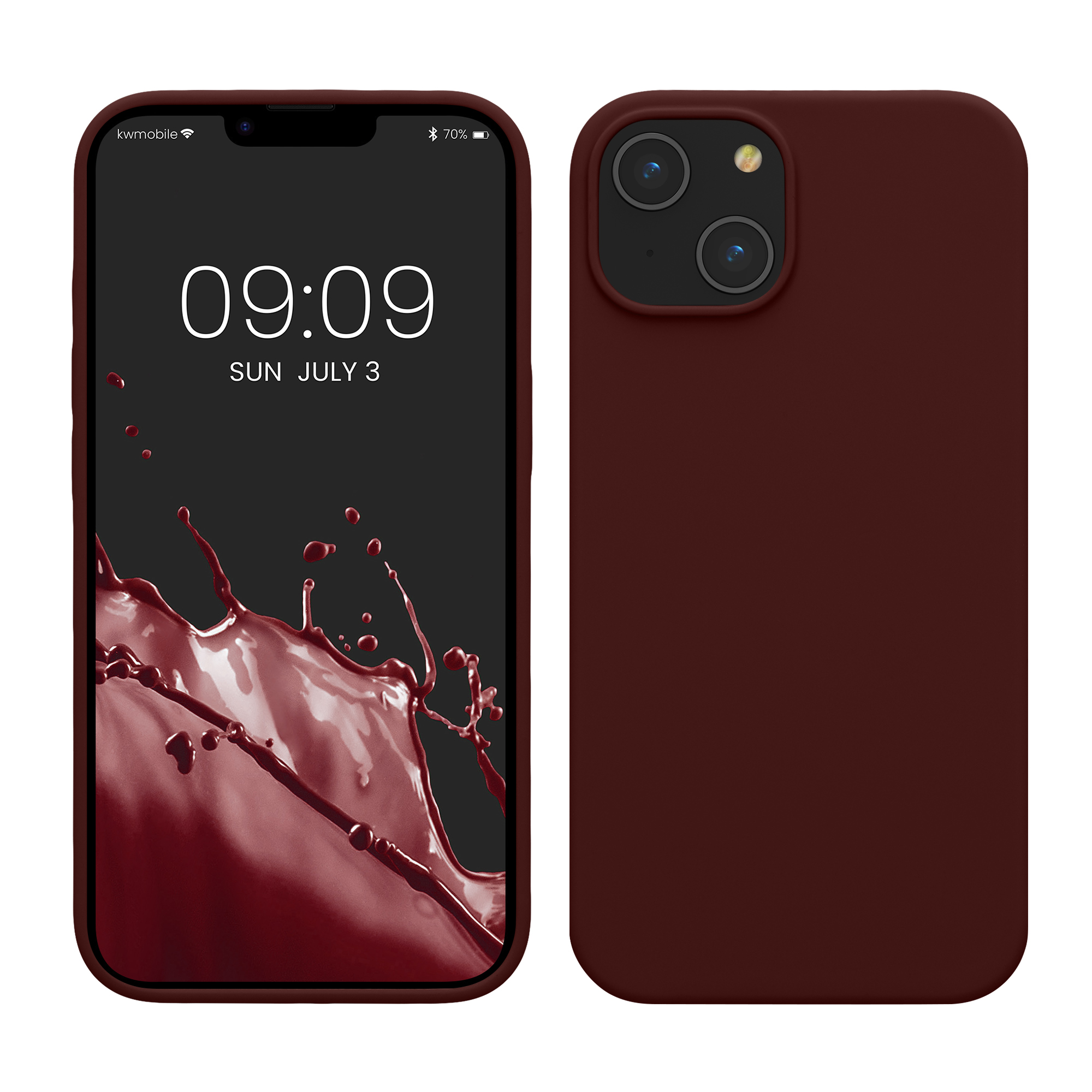 Gummierte Silikon Hülle für Apple iPhone 14 in Tawny Red