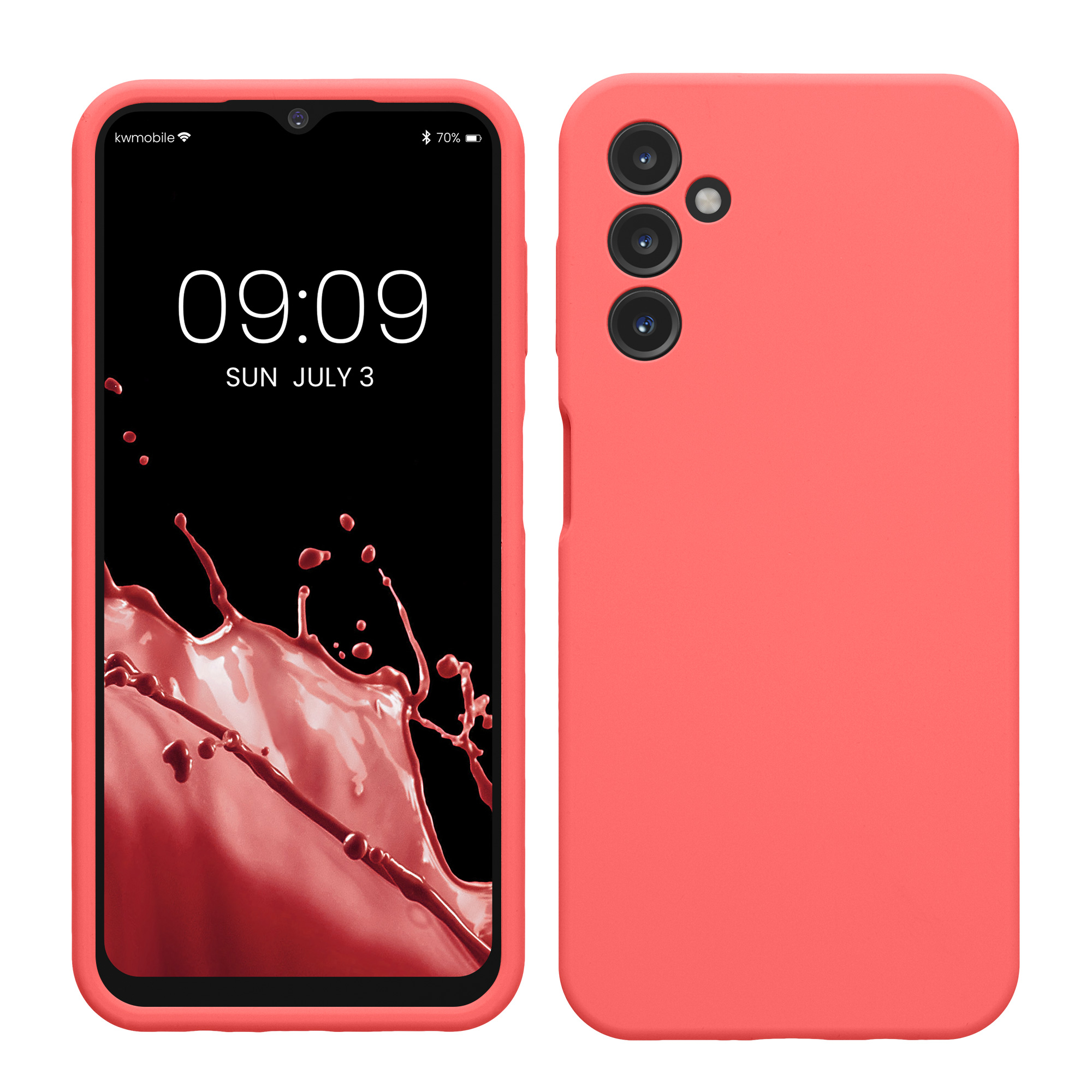 Gummierte Silikon Hülle für Samsung Galaxy A14 5G in Neon Koralle