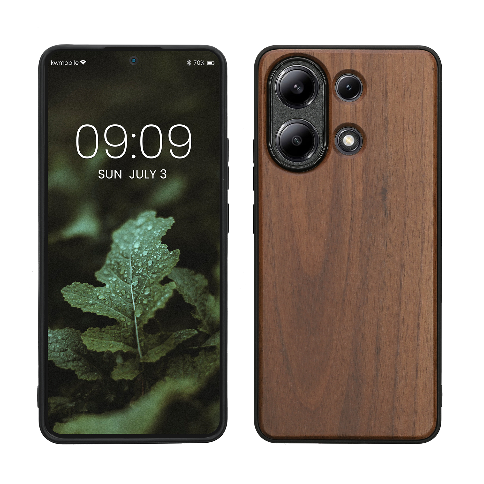Holzhülle mit TPU Bumper für Xiaomi Redmi Note 13 4G Walnussholz
