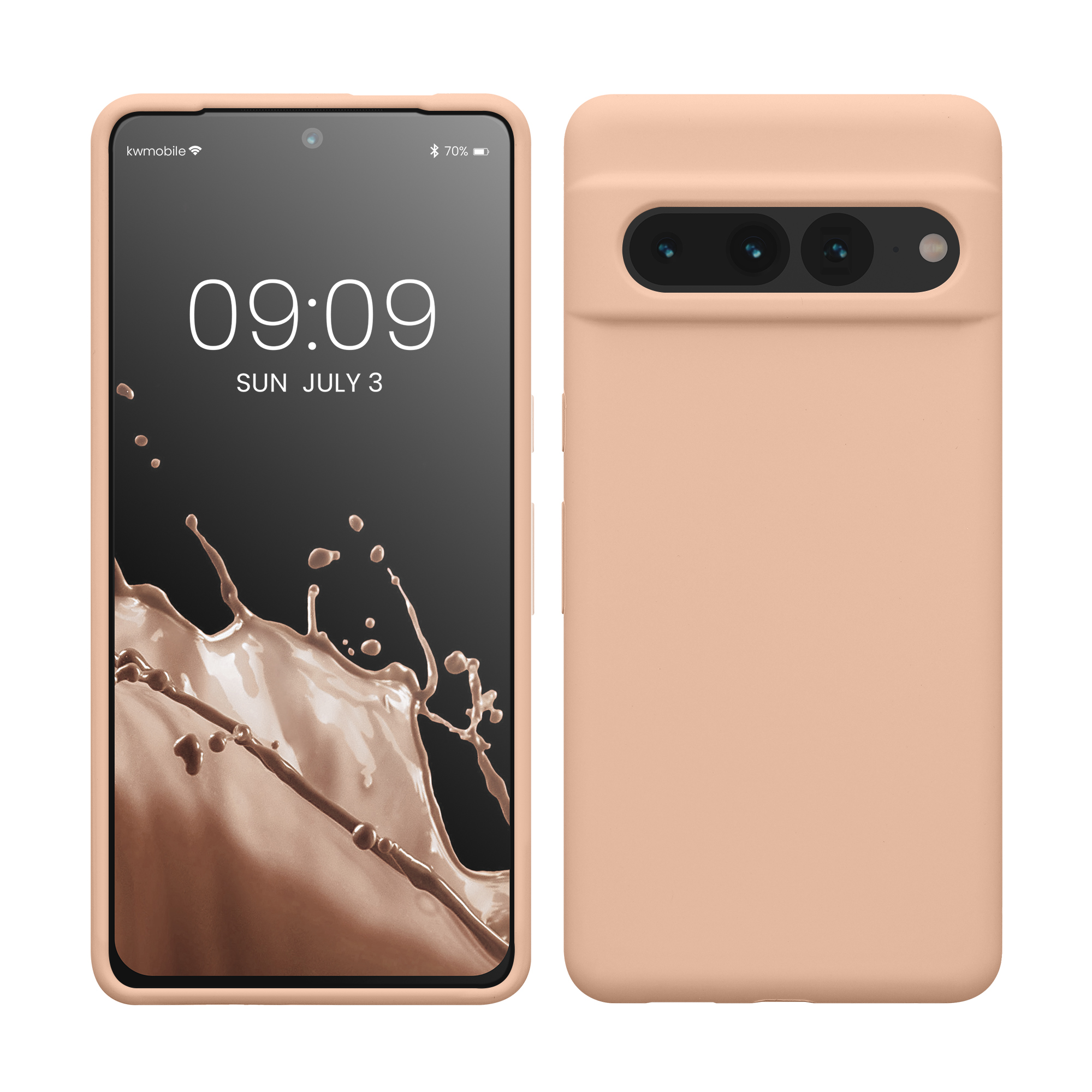 Cross selling Gummierte Silikon Hülle für Google Pixel 7 Pro in Pastell Pfirsich