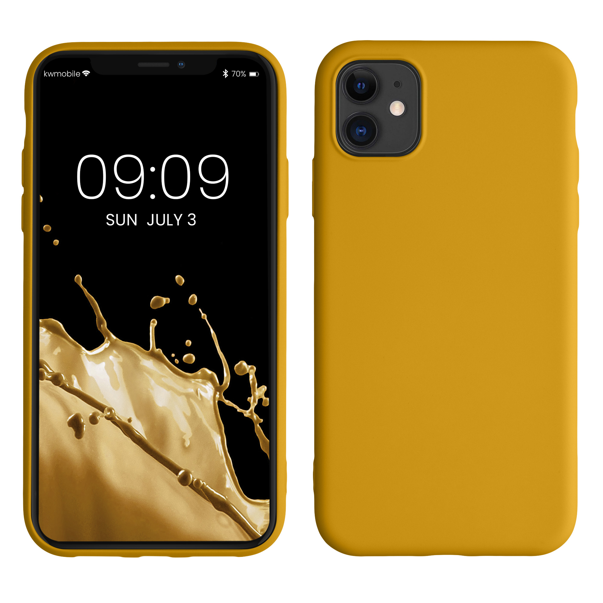 Slim Gummierte Silikon Hülle für Apple iPhone 11 in Honiggelb