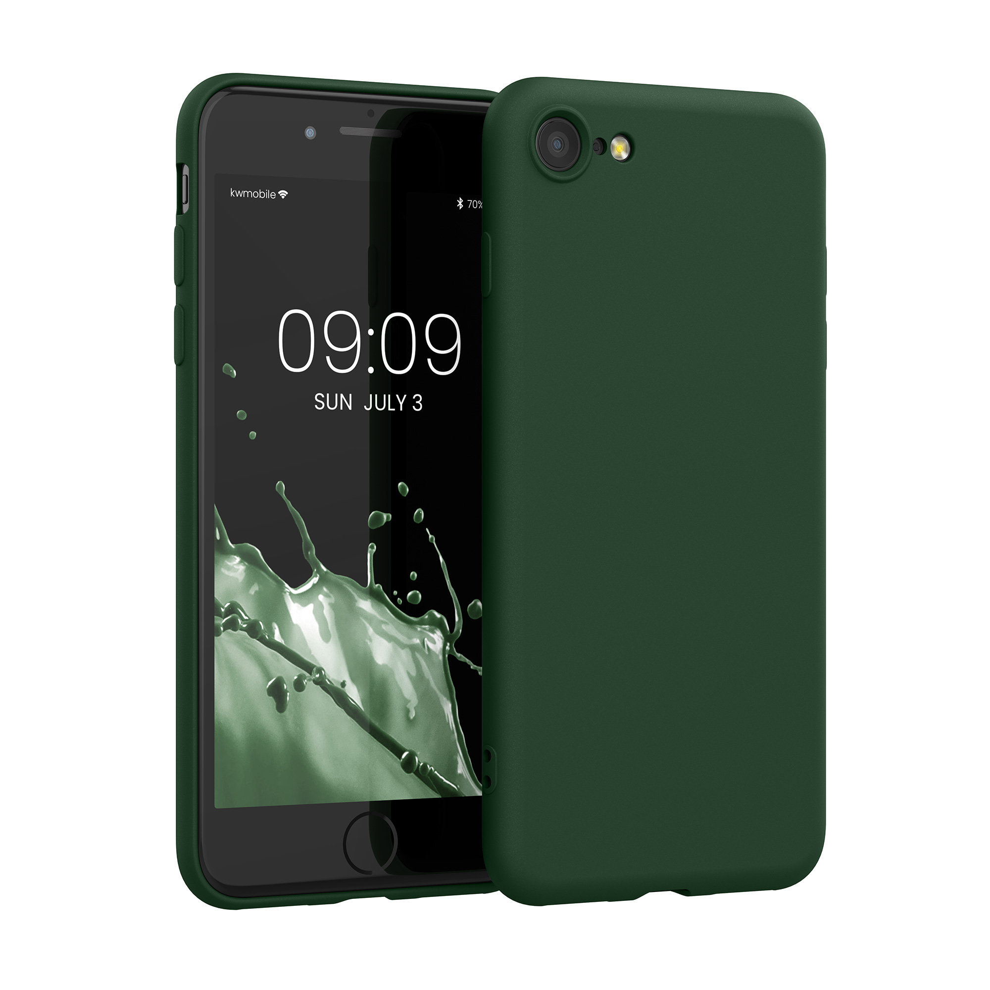 Cross selling Slim Gummierte Silikon Hülle für Apple iPhone SE (2022) / iPhone SE (2020) / iPhone 8 / iPhone 7 in Dunkelgrün