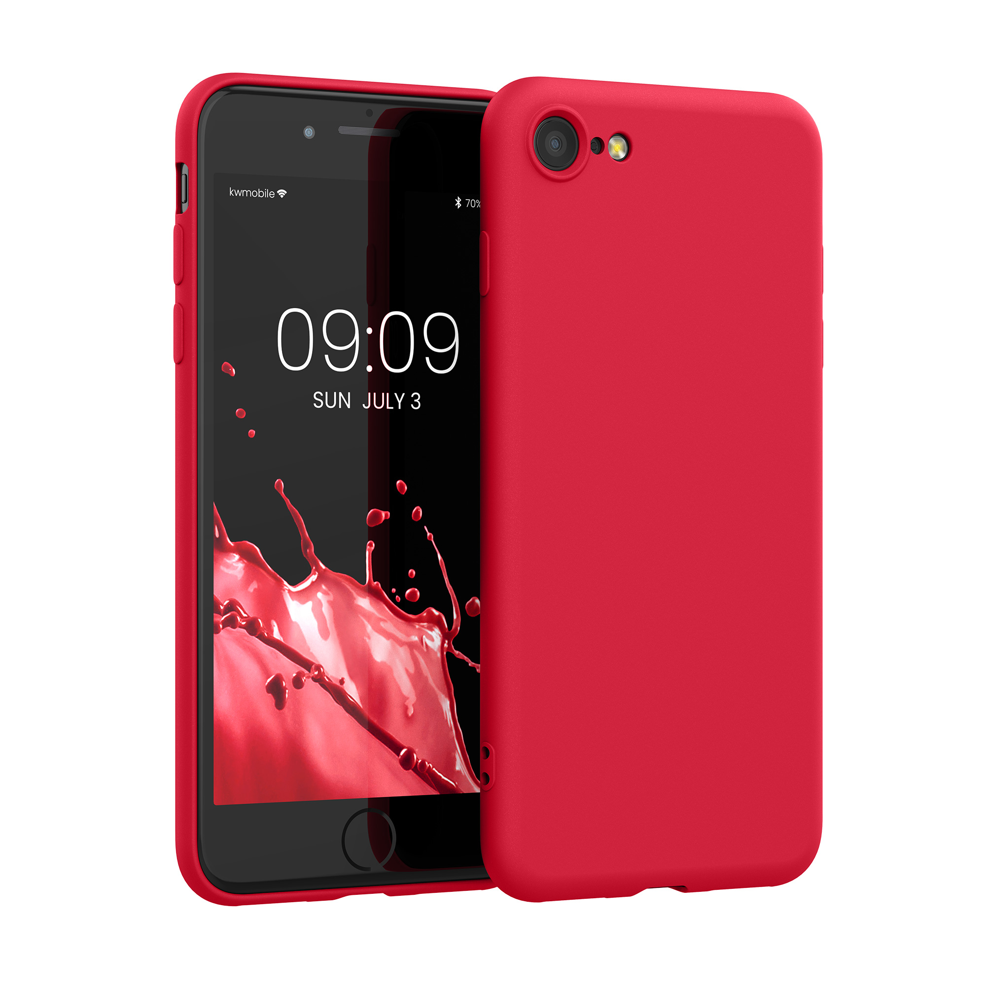 Slim Gummierte Silikon Hülle für Apple iPhone SE (2022) / iPhone SE (2020) / iPhone 8 / iPhone 7 in Granatapfelrot
