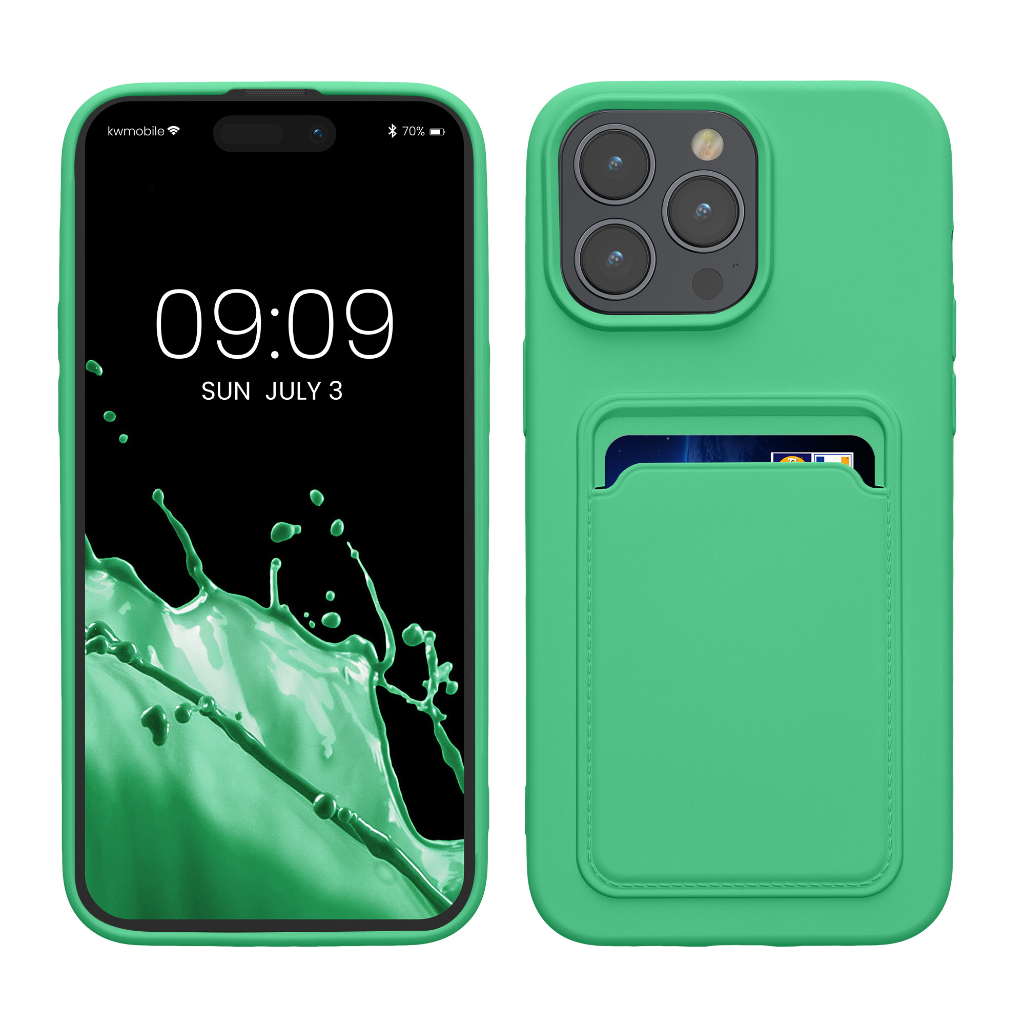 TPU Hülle mit Kartenfach für Apple iPhone 15 Pro Max Limettengrün