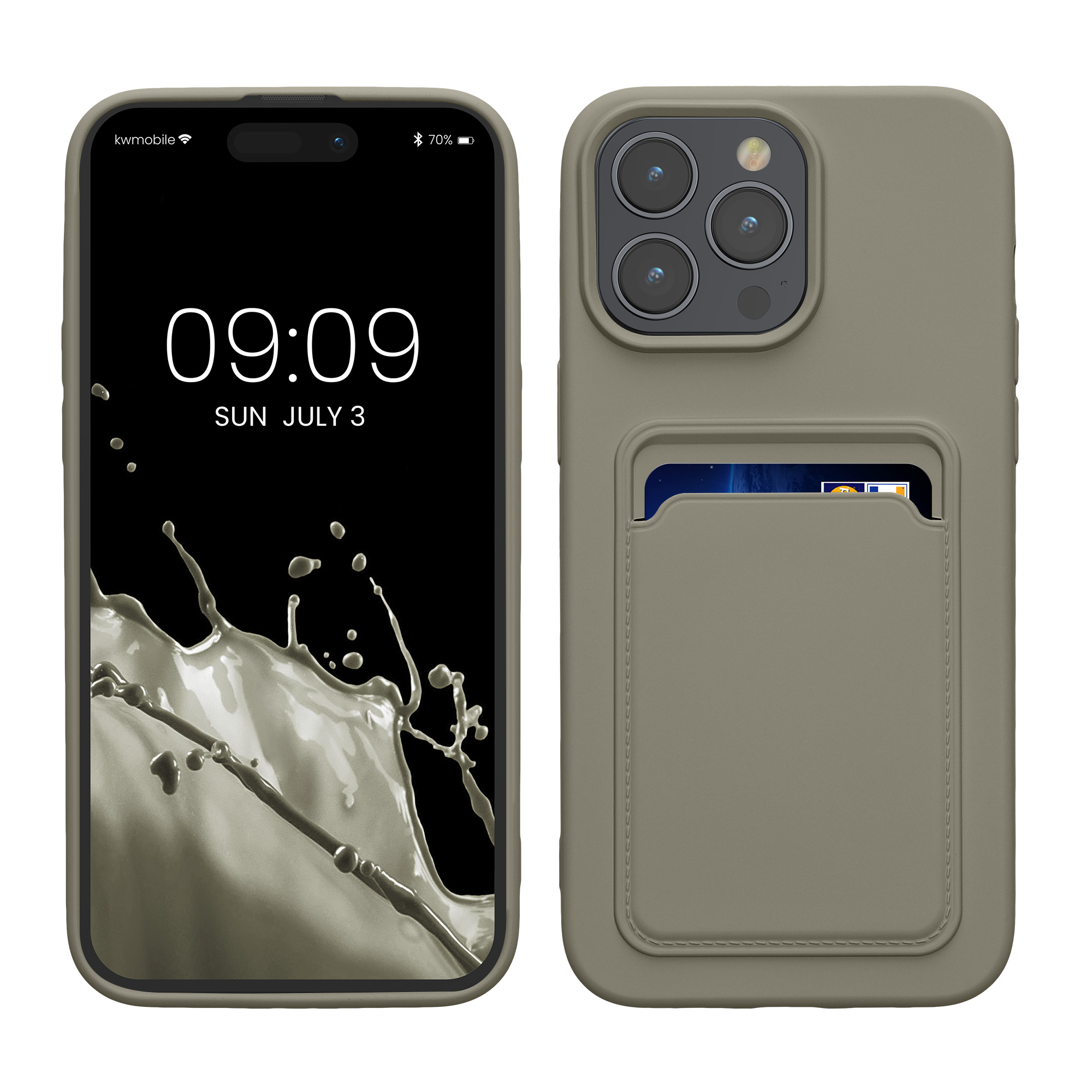 TPU Hülle mit Kartenfach für Apple iPhone 15 Pro Max Hellgrau matt