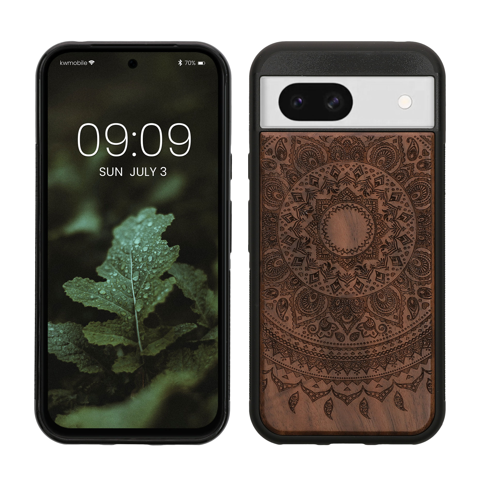 Holz Hardcase mit TPU Bumper für Google Pixel 8a Indische Sonne