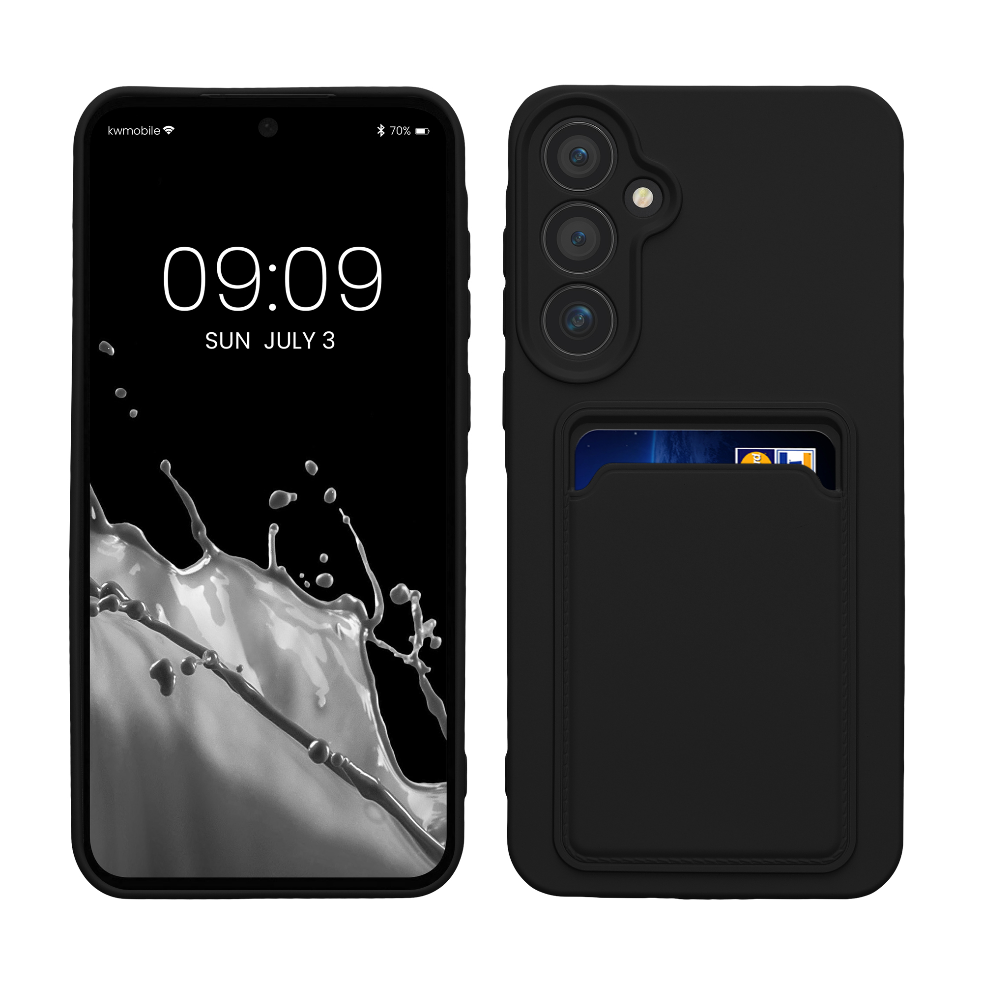TPU Hülle mit Kartenfach für Samsung Galaxy A55 5G Schwarz