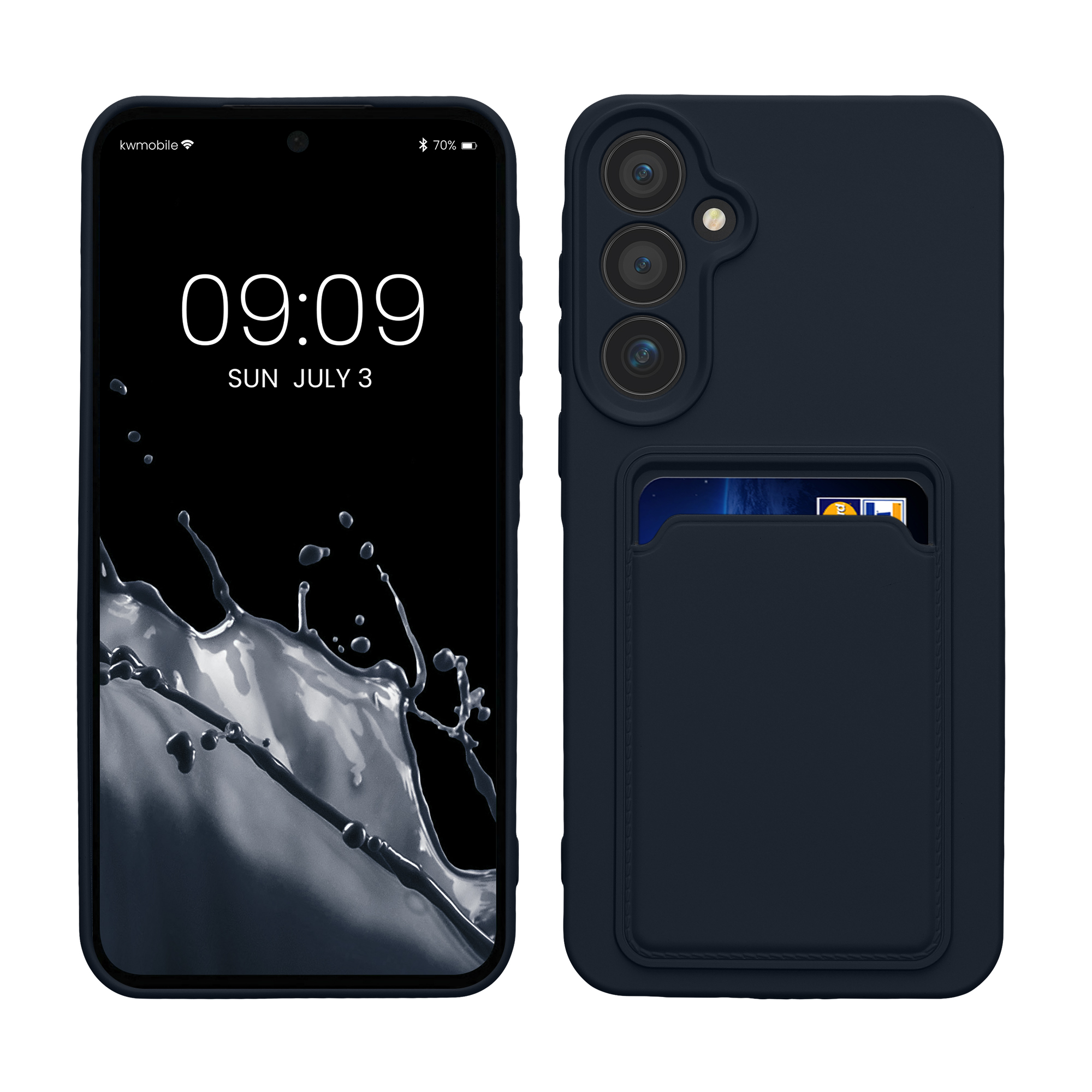 TPU Hülle mit Kartenfach für Samsung Galaxy A55 5G Dunkelblau