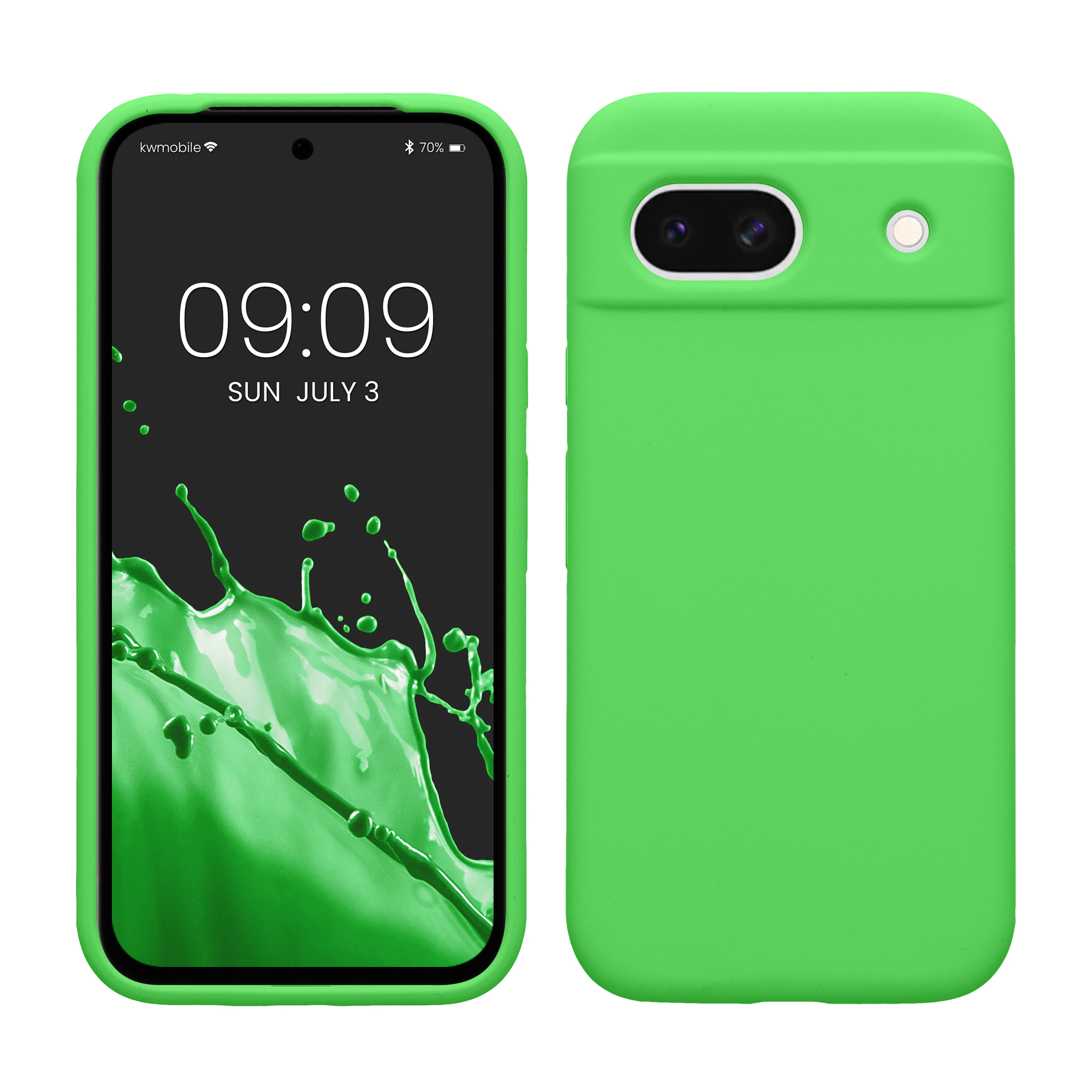 Gummierte Silikon Hülle für Google Pixel 8a in Limettengrün