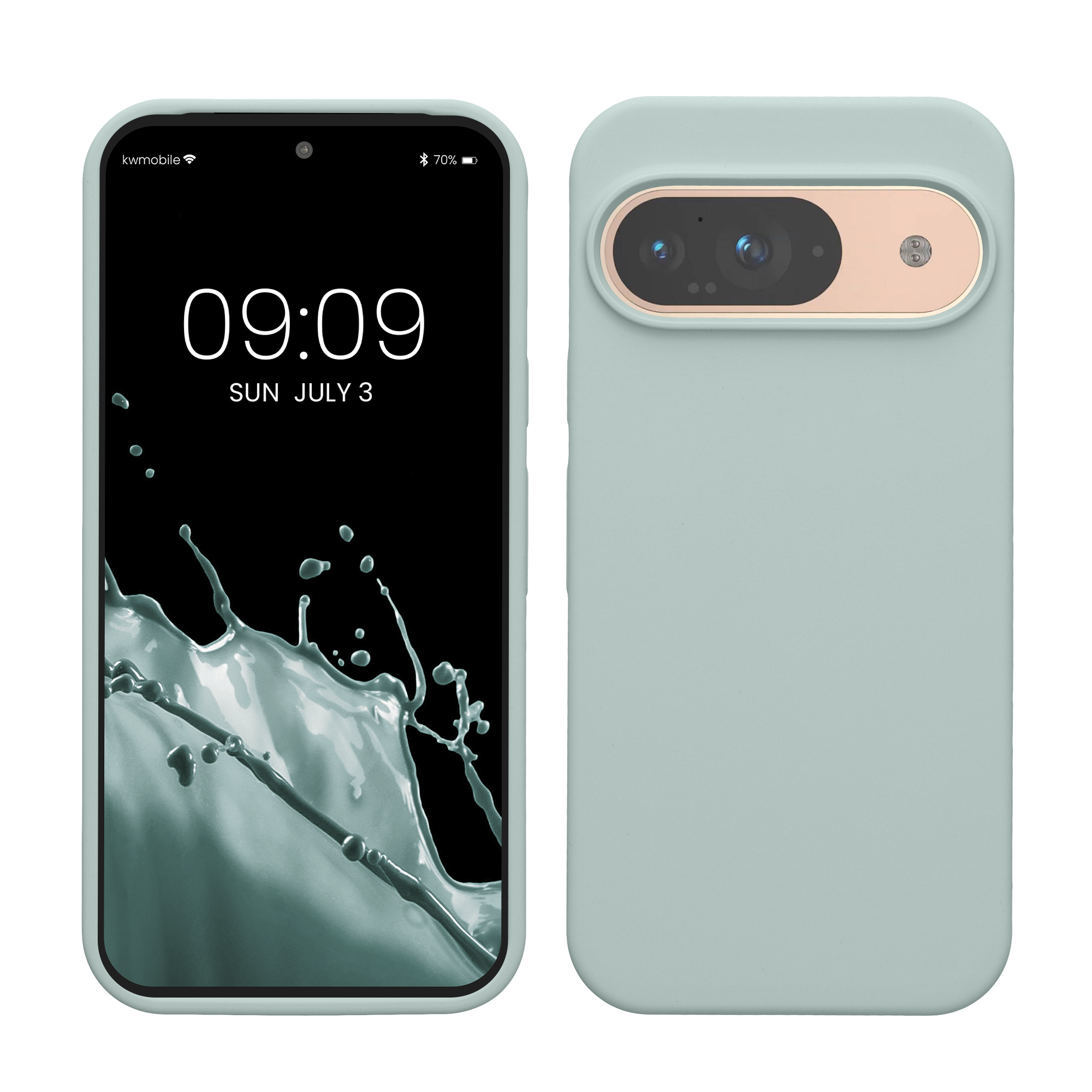 Gummierte Silikon Hülle für Google Pixel 9 / Pixel 9 Pro in Cool Mint