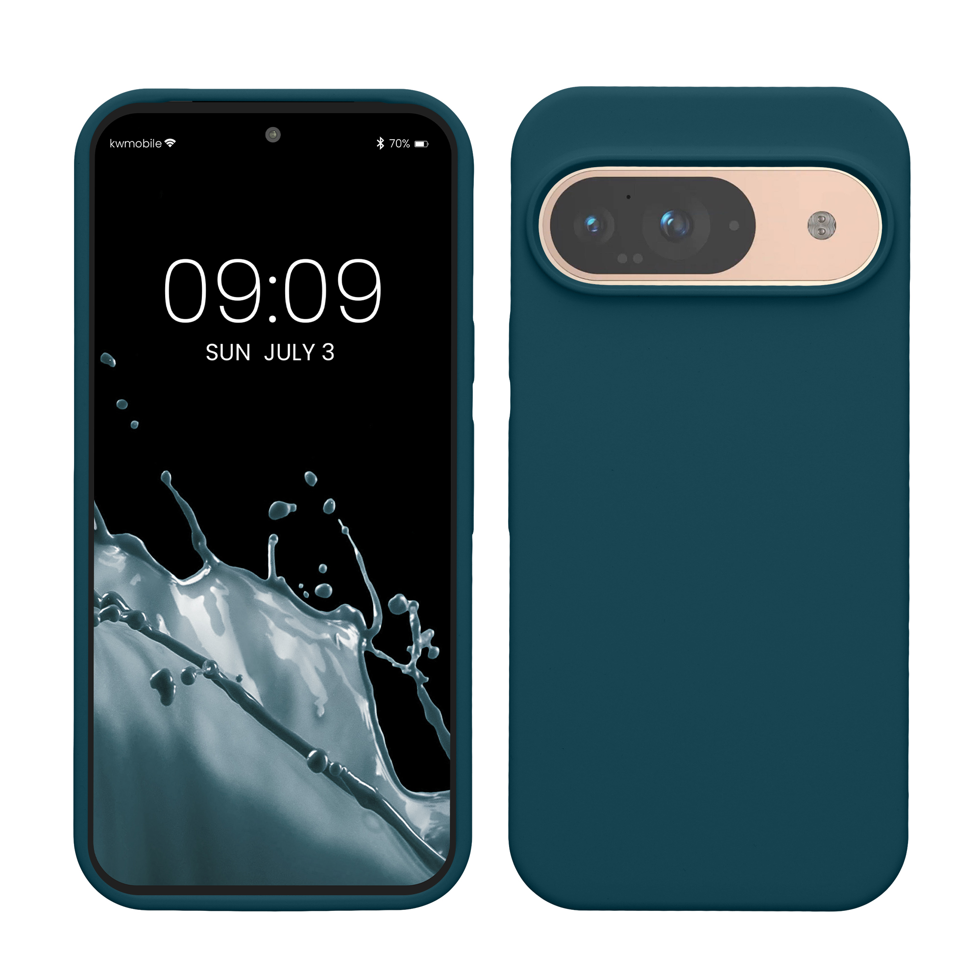 Gummierte Silikon Hülle für Google Pixel 9 / Pixel 9 Pro in Petrol matt