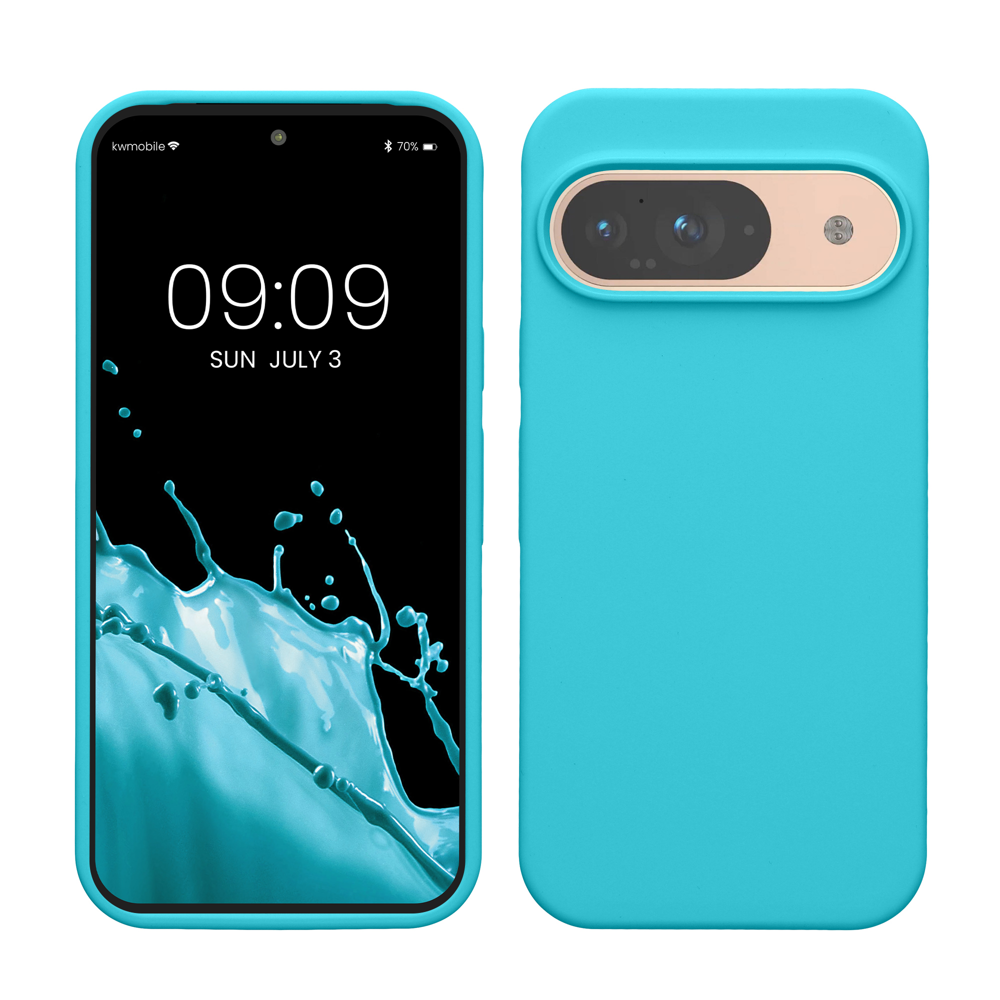 Gummierte Silikon Hülle für Google Pixel 9 / Pixel 9 Pro in Cool Glacier