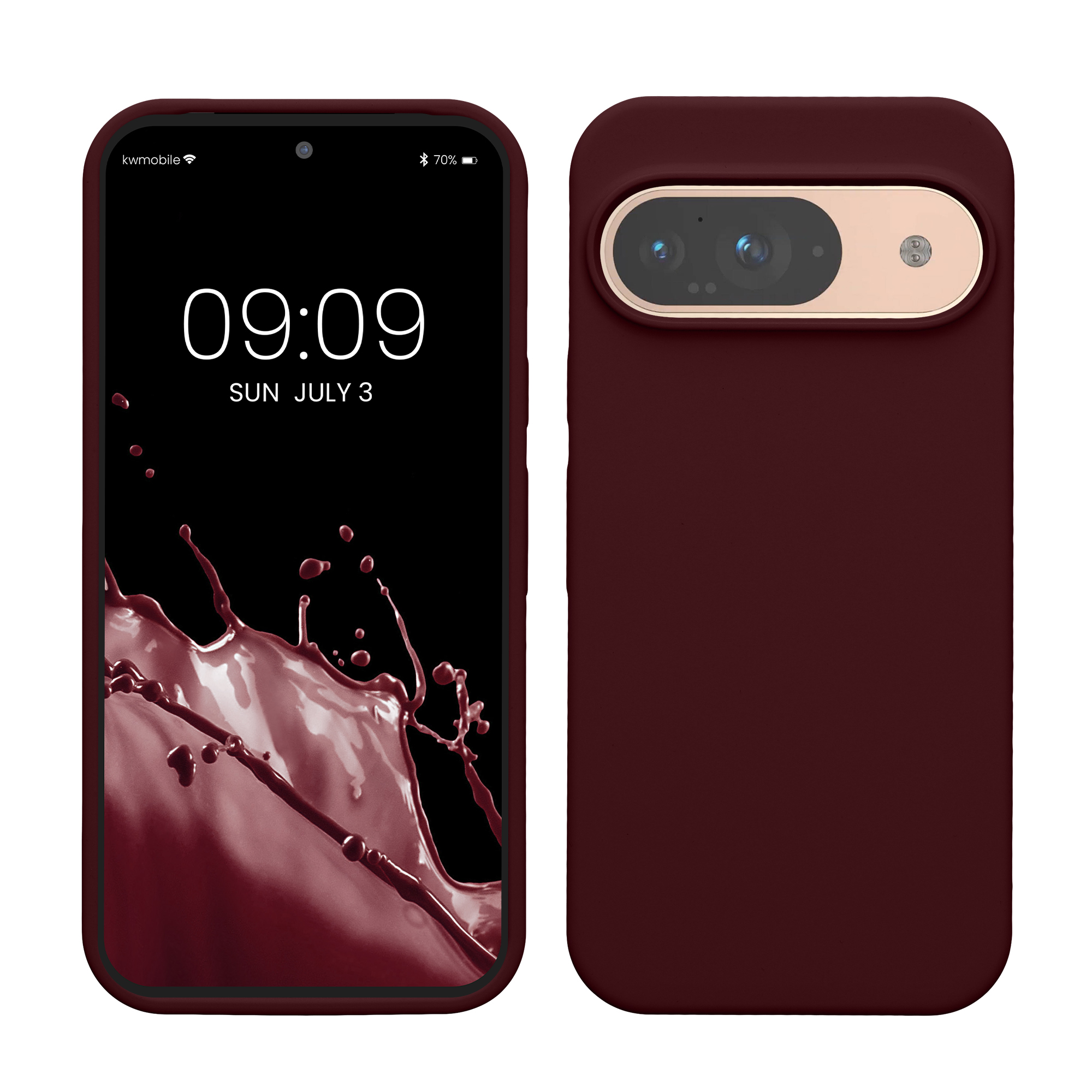 Gummierte Silikon Hülle für Google Pixel 9 / Pixel 9 Pro in Bordeaux Violett