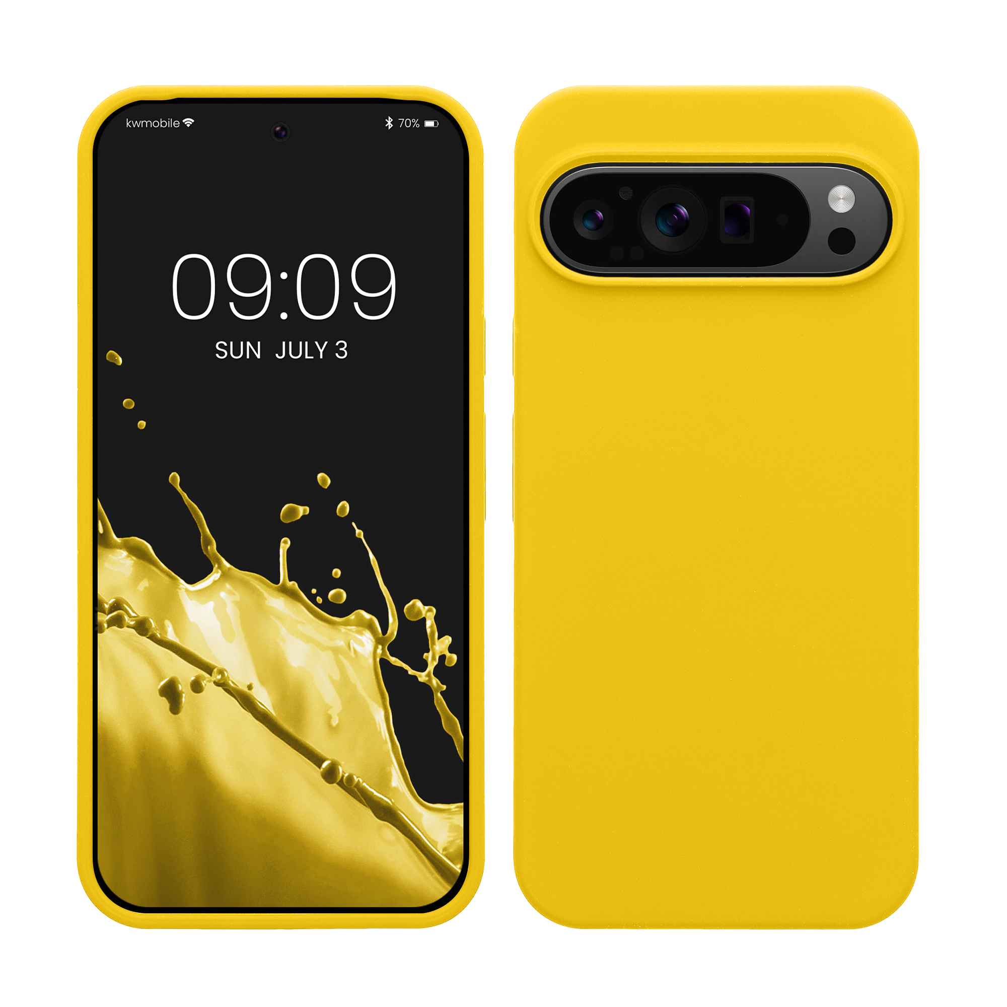 Gummierte Silikon Hülle für Google Pixel 9 Pro XL in Strahlend Gelb