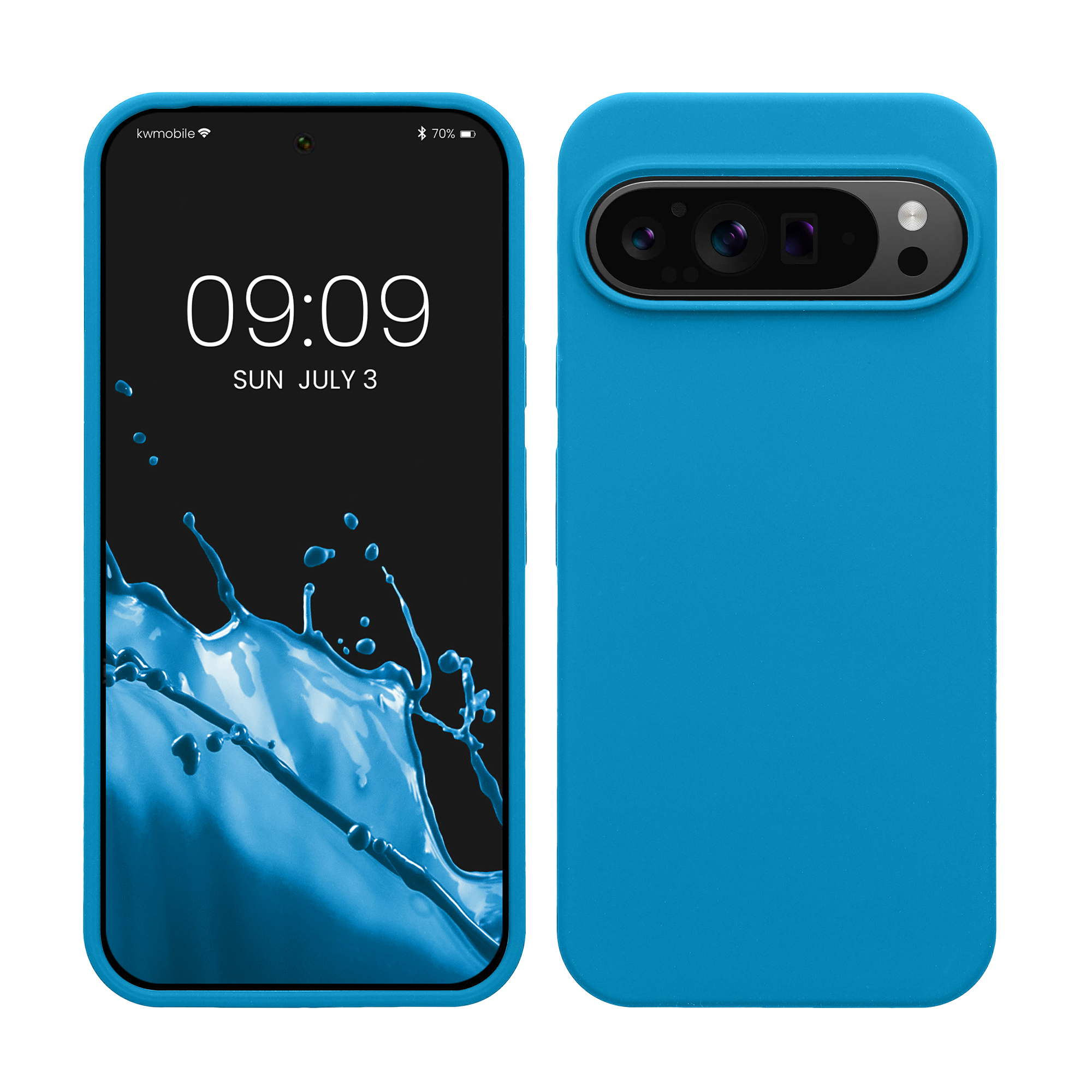 Gummierte Silikon Hülle für Google Pixel 9 Pro XL in Karibikblau