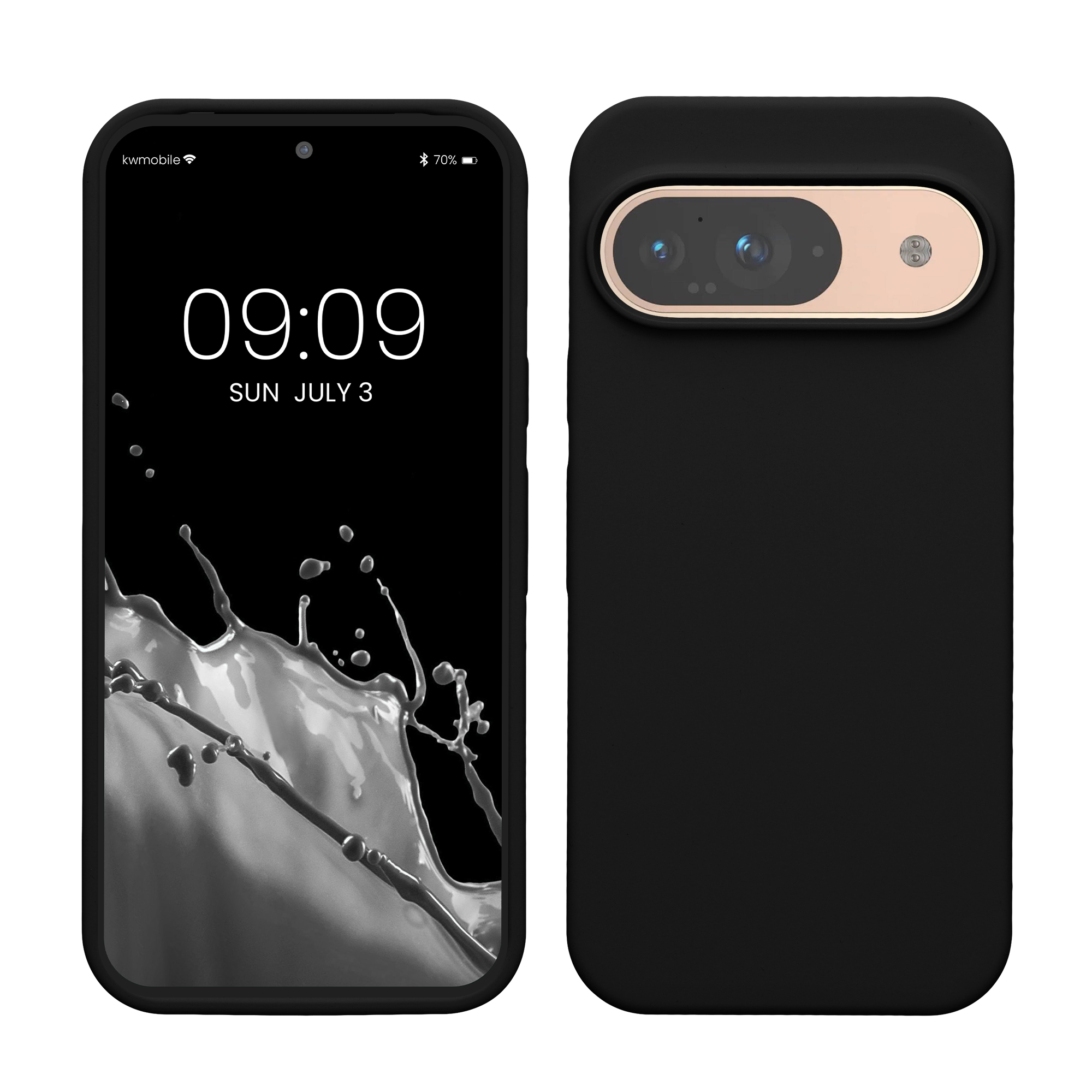 Gummierte Silikon Hülle für Google Pixel 9 / Pixel 9 Pro in Schwarz
