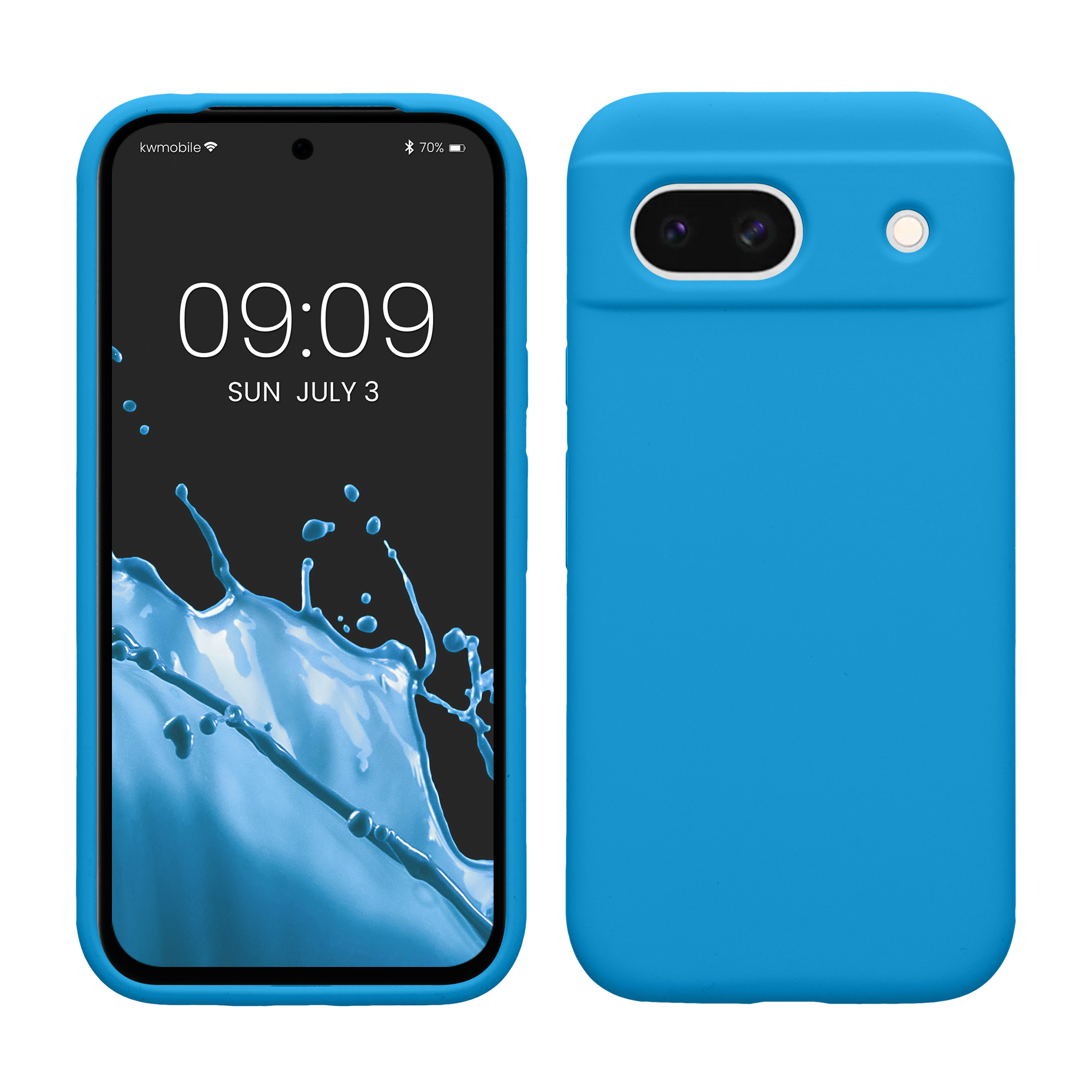 Gummierte Silikon Hülle für Google Pixel 8a in Strahlend Blau