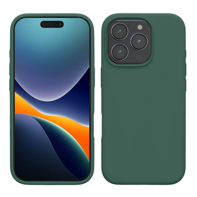 Gummierte Silikon Hülle für Apple iPhone 16 Pro Max in Tannengrün