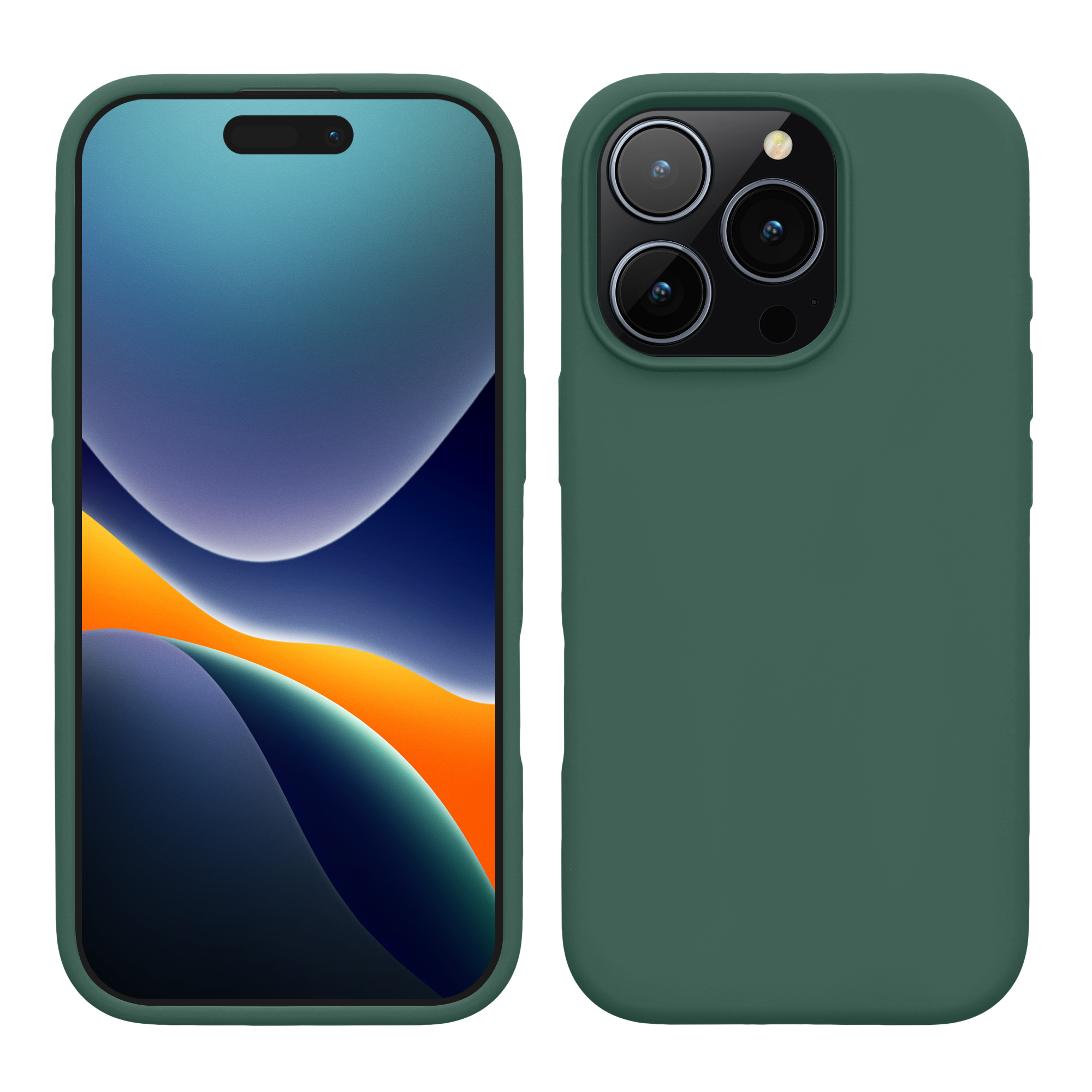Gummierte Silikon Hülle für Apple iPhone 16 Pro in Tannengrün