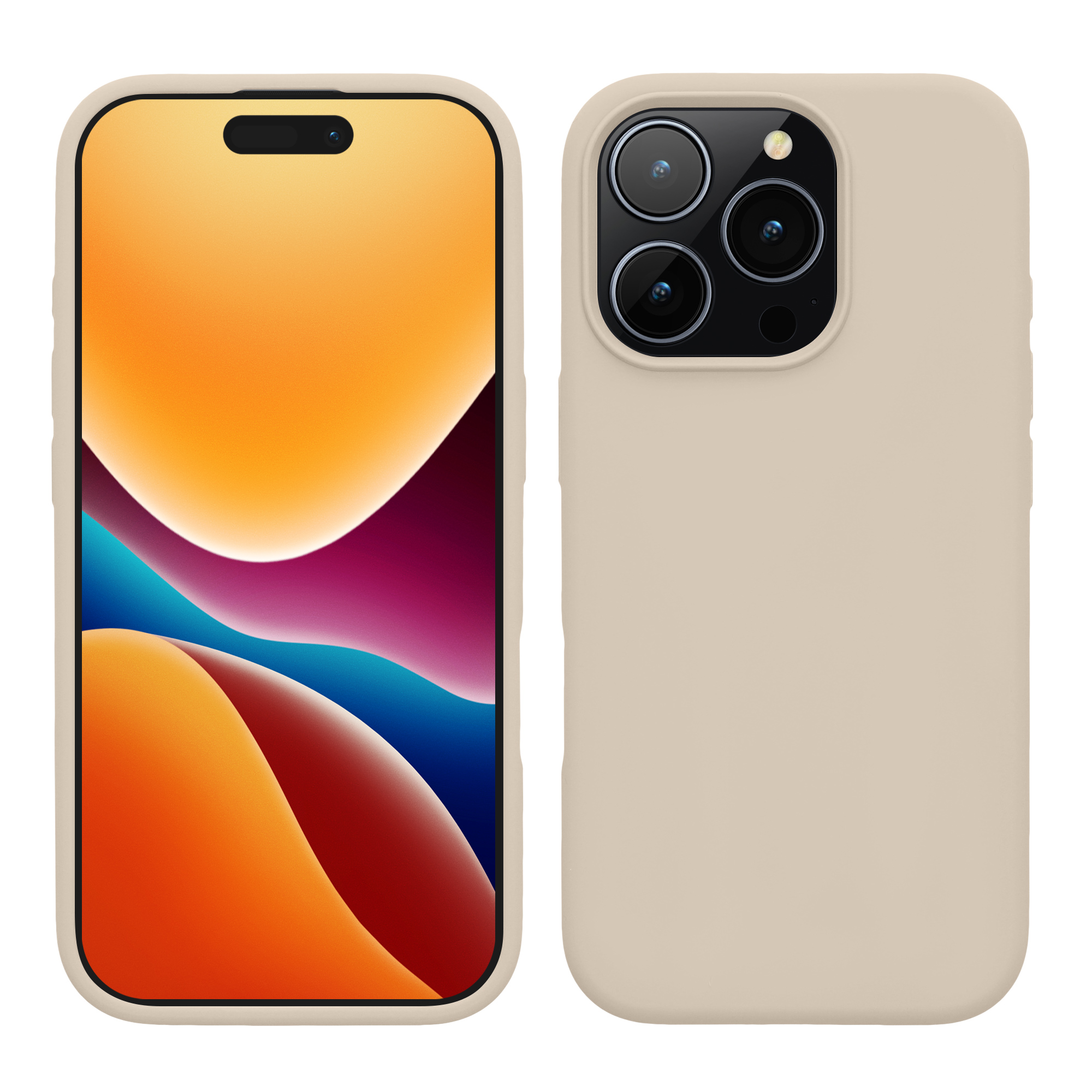 Gummierte Silikon Hülle für Apple iPhone 16 Pro in Creme