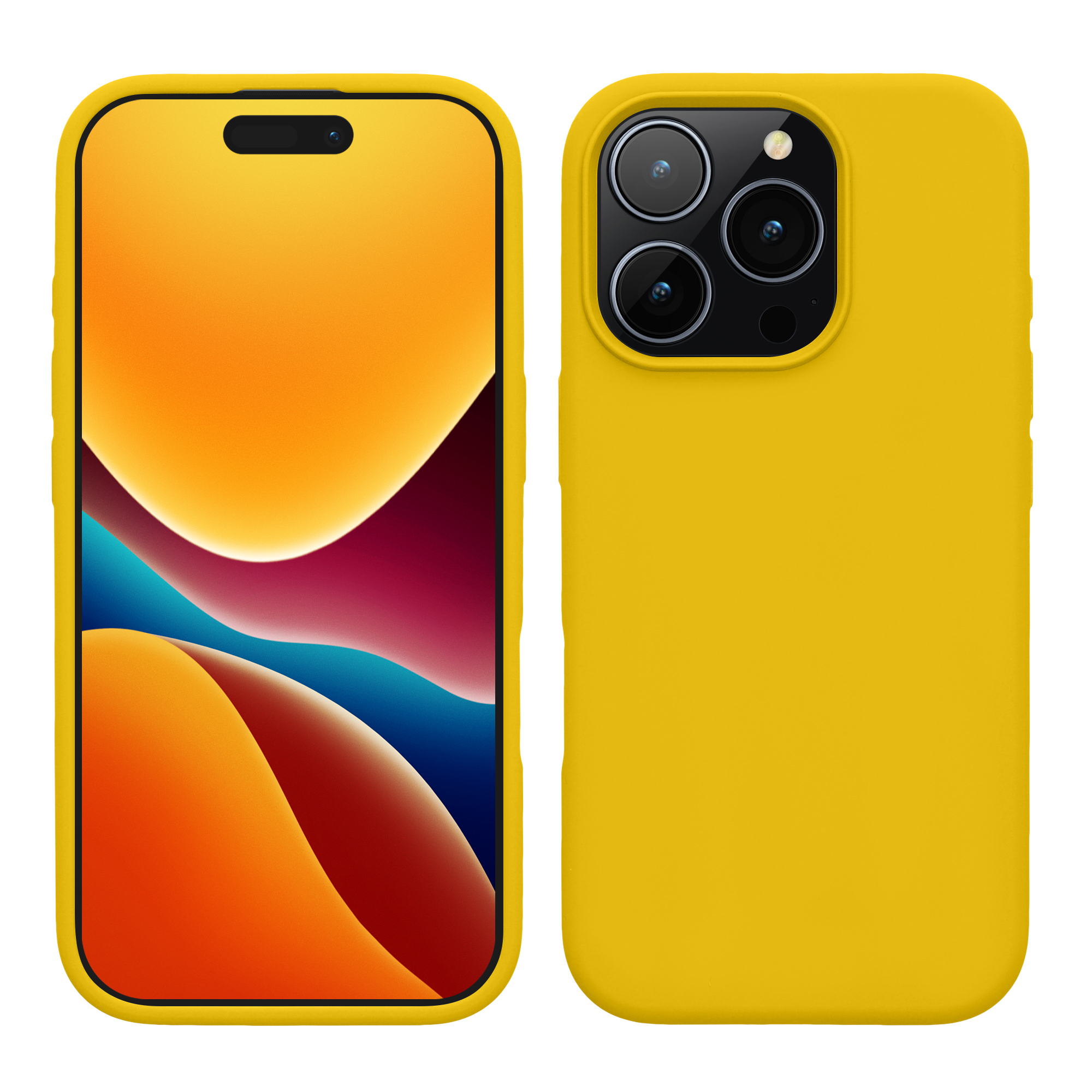 Gummierte Silikon Hülle für Apple iPhone 16 Pro in Strahlend Gelb