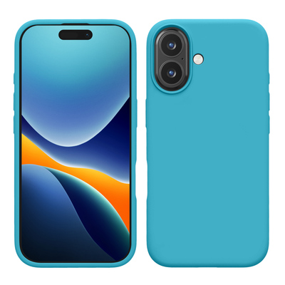 Gummierte Silikon Hülle für Apple iPhone 16 in Cool Glacier