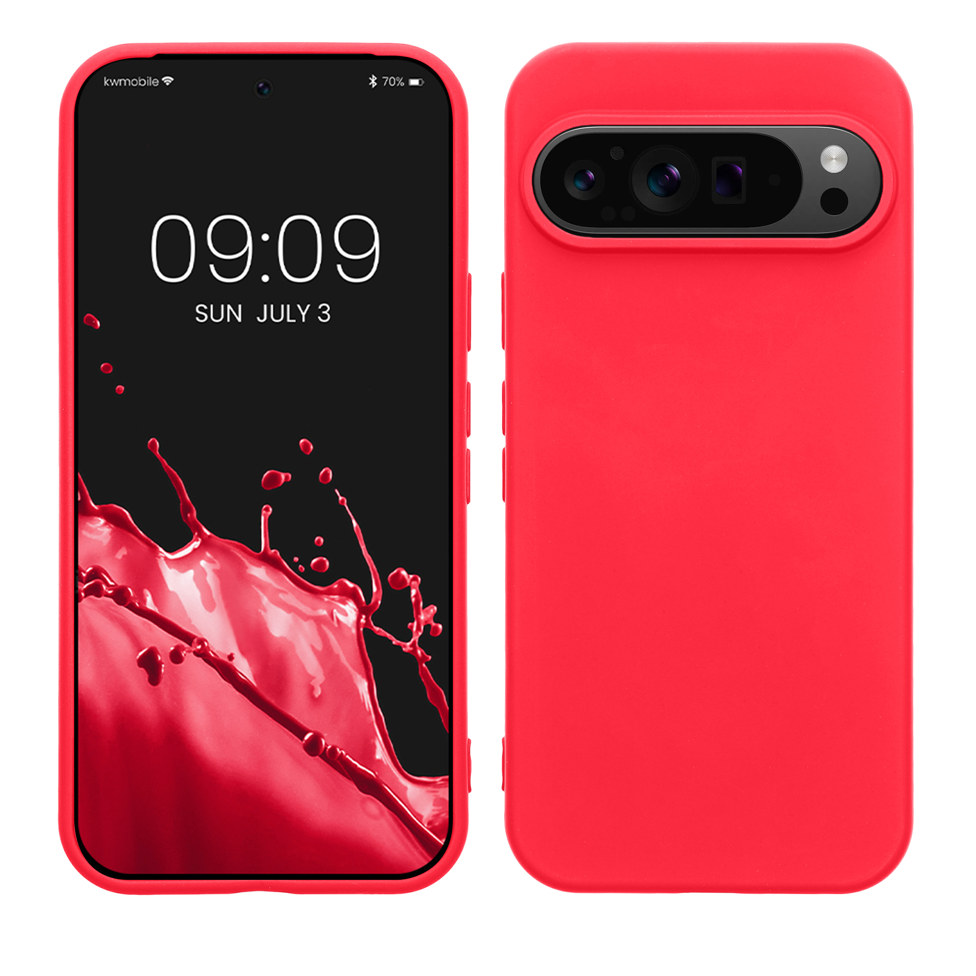 Slim Gummierte Silikon Hülle für Google Pixel 9 / Pixel 9 Pro in Neon Pink