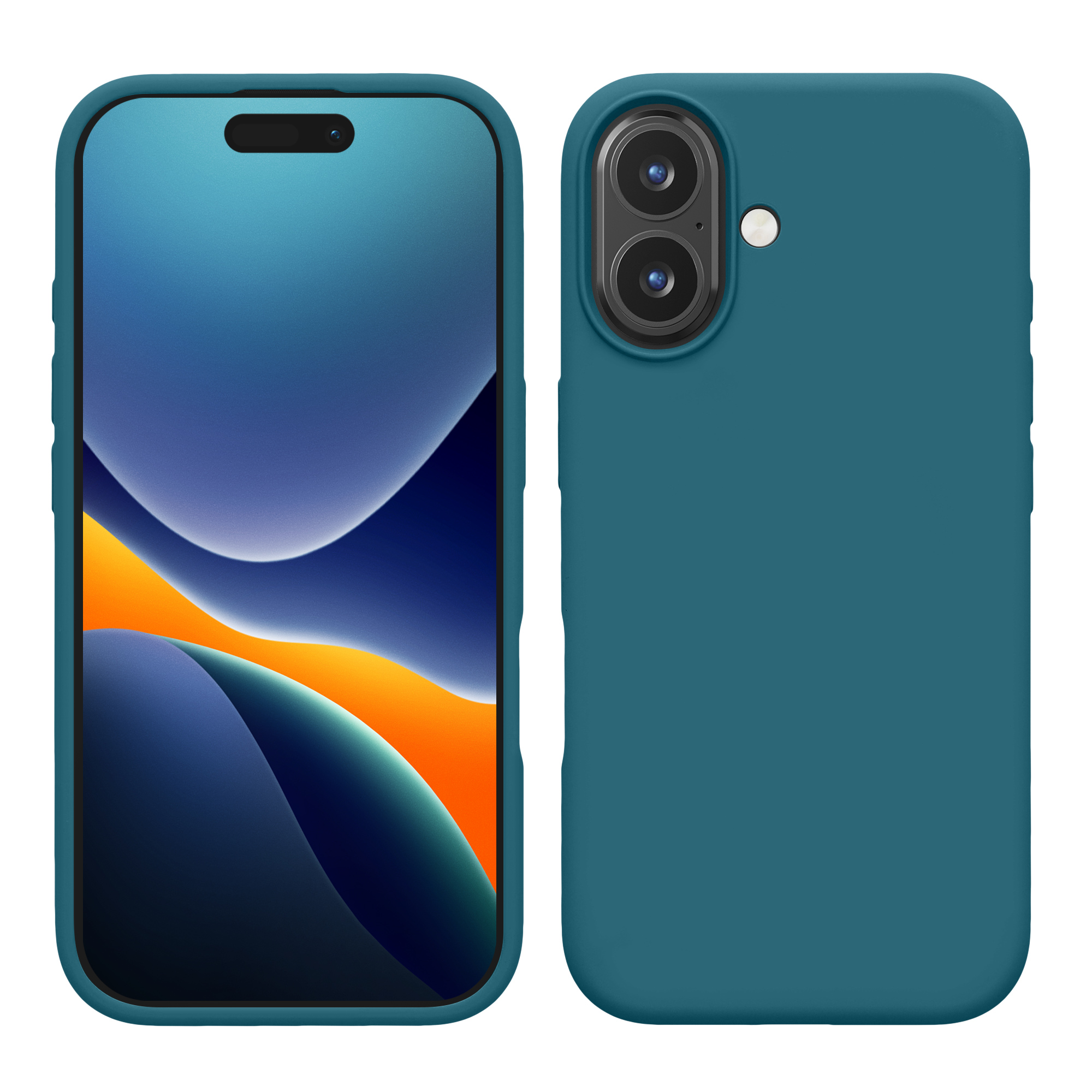 Gummierte Silikon Hülle für Apple iPhone 16 Plus in Petrol matt